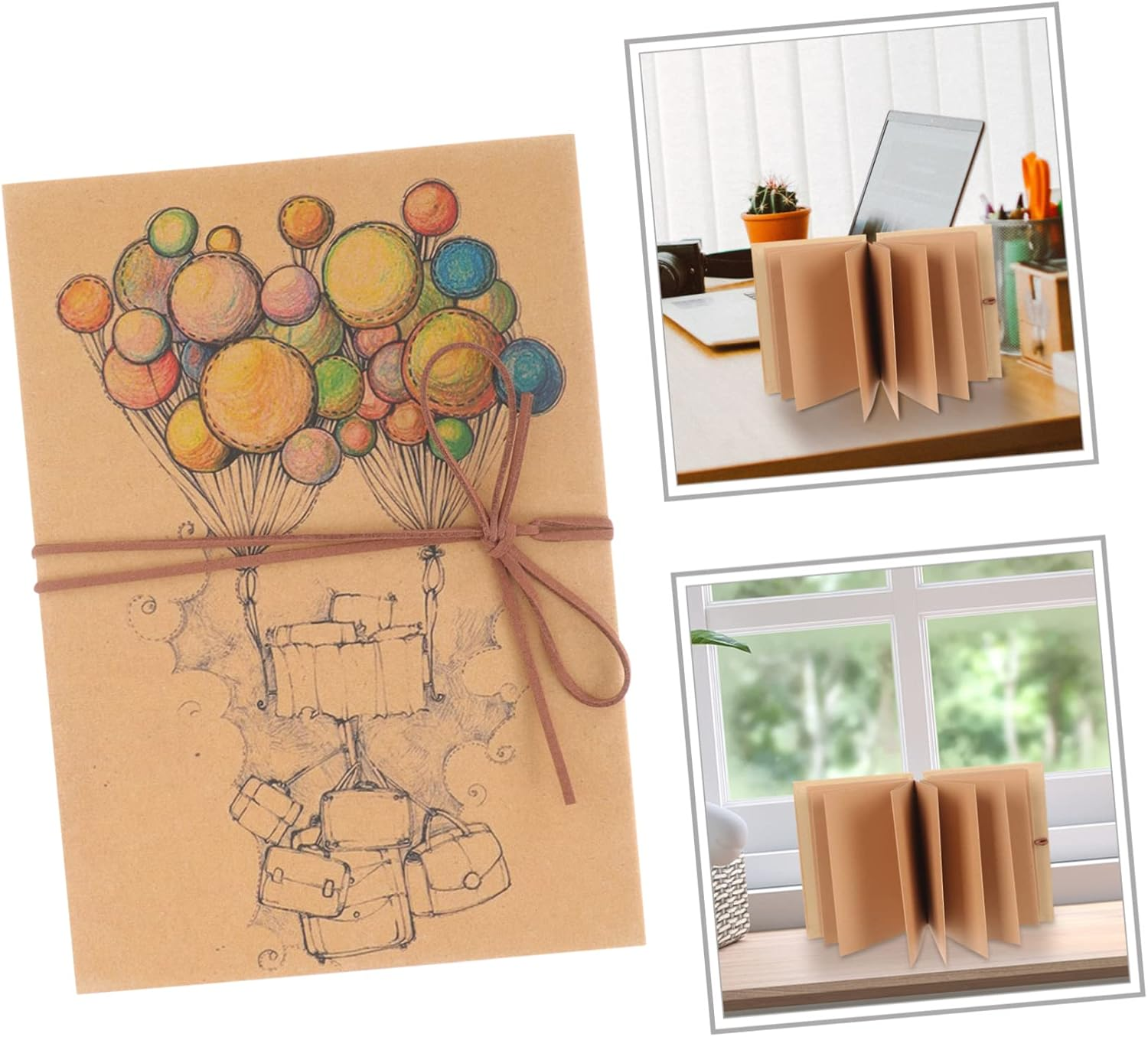 Mobestech Romantic Accordion Style Scrapbook Photo Album Kit Balloon Pattern Cover for Birthday Christmas image number 1