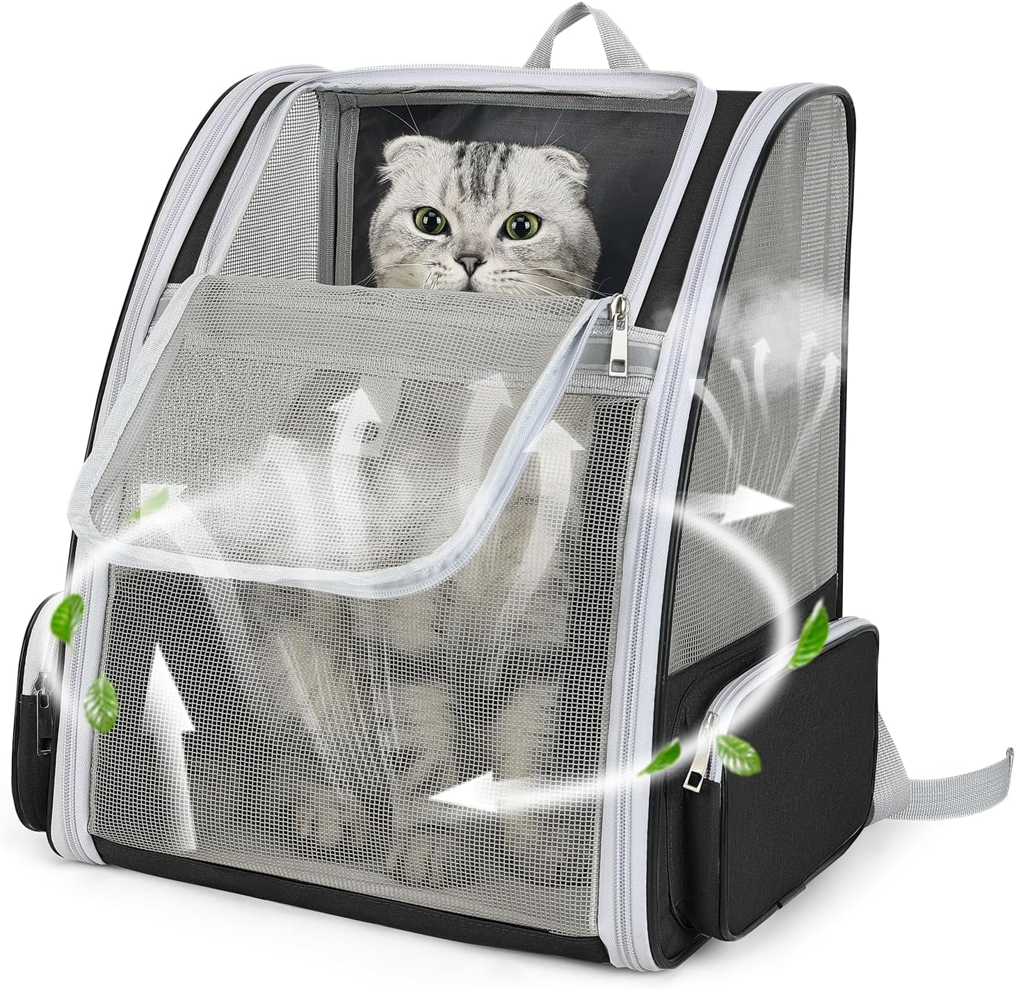 Cat Backpack Carrier Large Pet Backpack for Small Dog Medium Cat Puppy Kitten Bunny up to 15Lbs, Ventilated Mesh Dog Collapsible Travel Backpack for Hiking Walking Outdoor image number 4