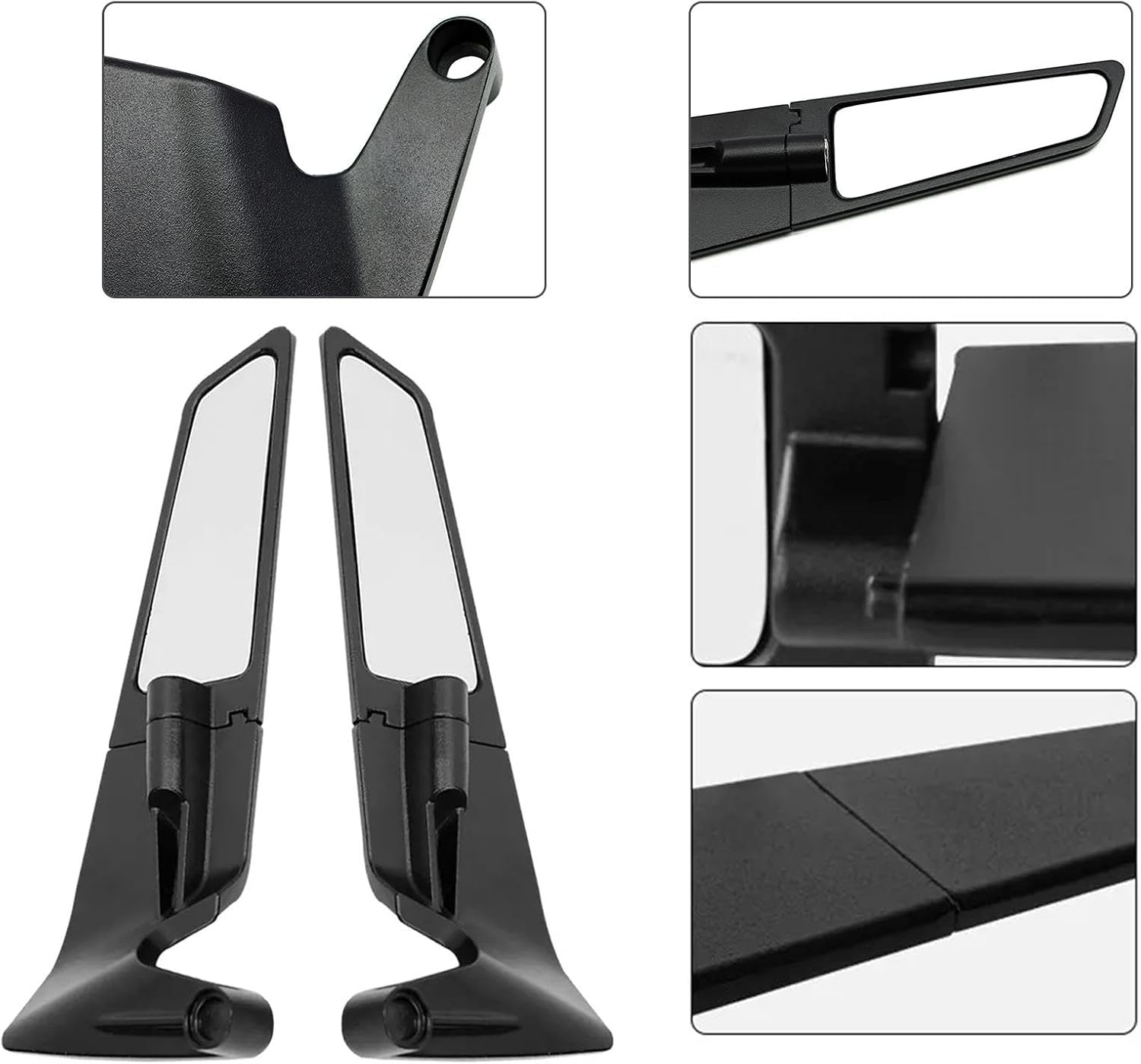 Motorcycle Mirrors Stealth,Rear View Mirrors for Motorcycle | Mirrors Adjustable Stealth Wing Mirrors, 180 Degree Rotating Aluminum Alloy Mirrors for Motorcycle