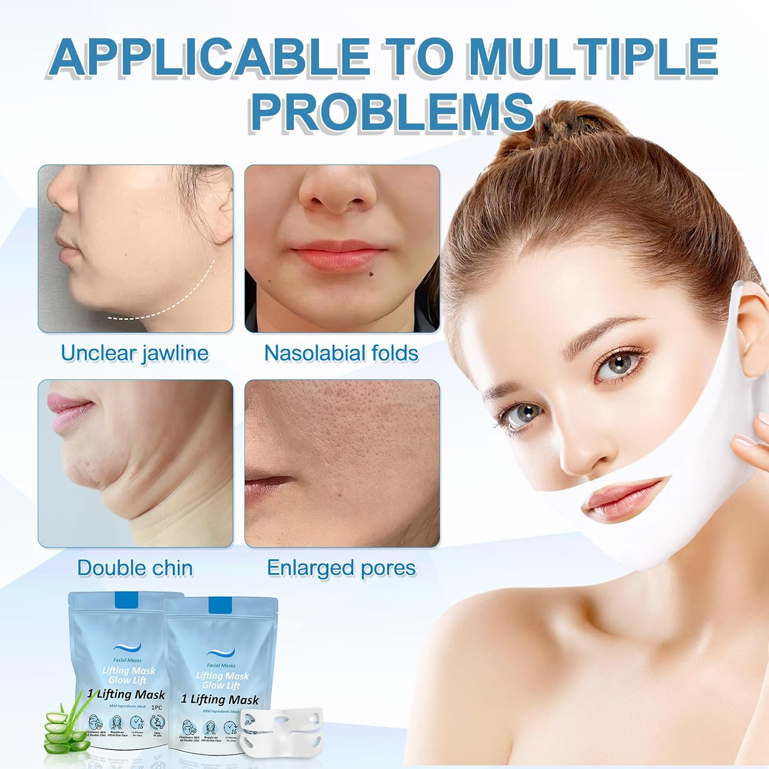 Chinology Double Chin Lifting Mask,Chinology Firming Chin Lift Mask, V-Line Face Lifting,Hydrating & Nourishing Treatment for All Skin Types(2 Pcs) image number 5