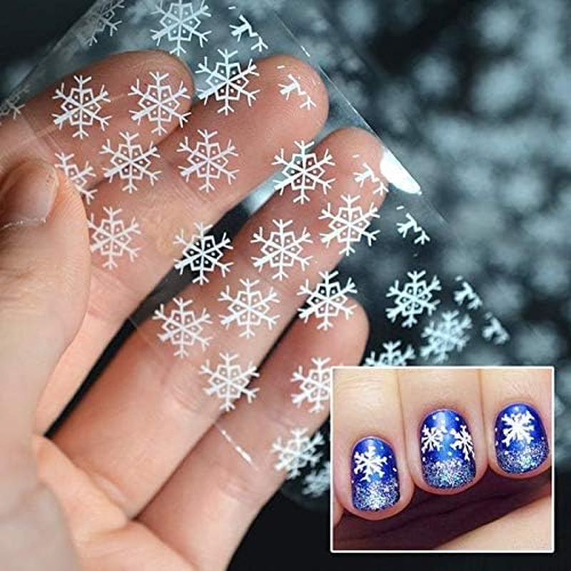 HANGQINGHENG Christmas Snowflake Nail Applique Silver Star Nail Art Applique Snowflake Mix Series image number 4