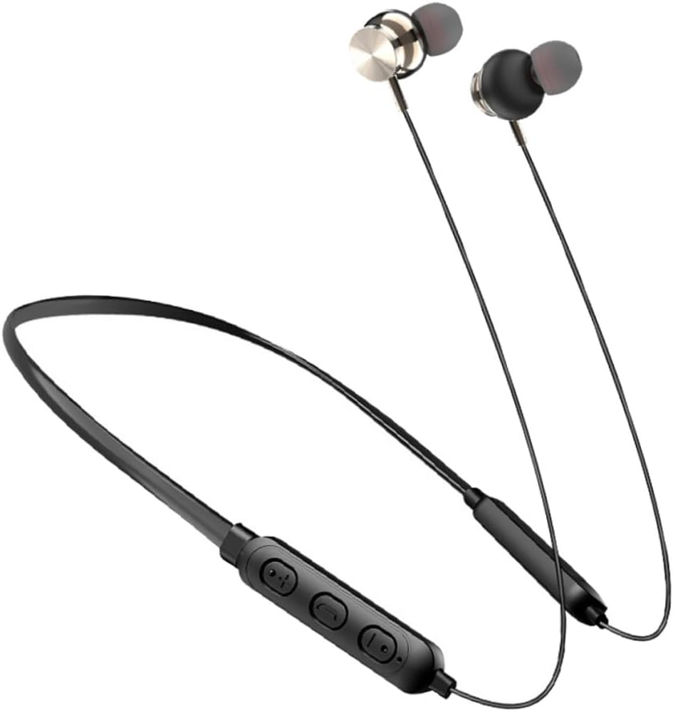 IWOWHERO Neck Hanging Waterproof Wireless Headphone 5.0 Stereo Sports Earpiece Magnetic In-Ear Earbud for Active Lifestyle Black image number 6