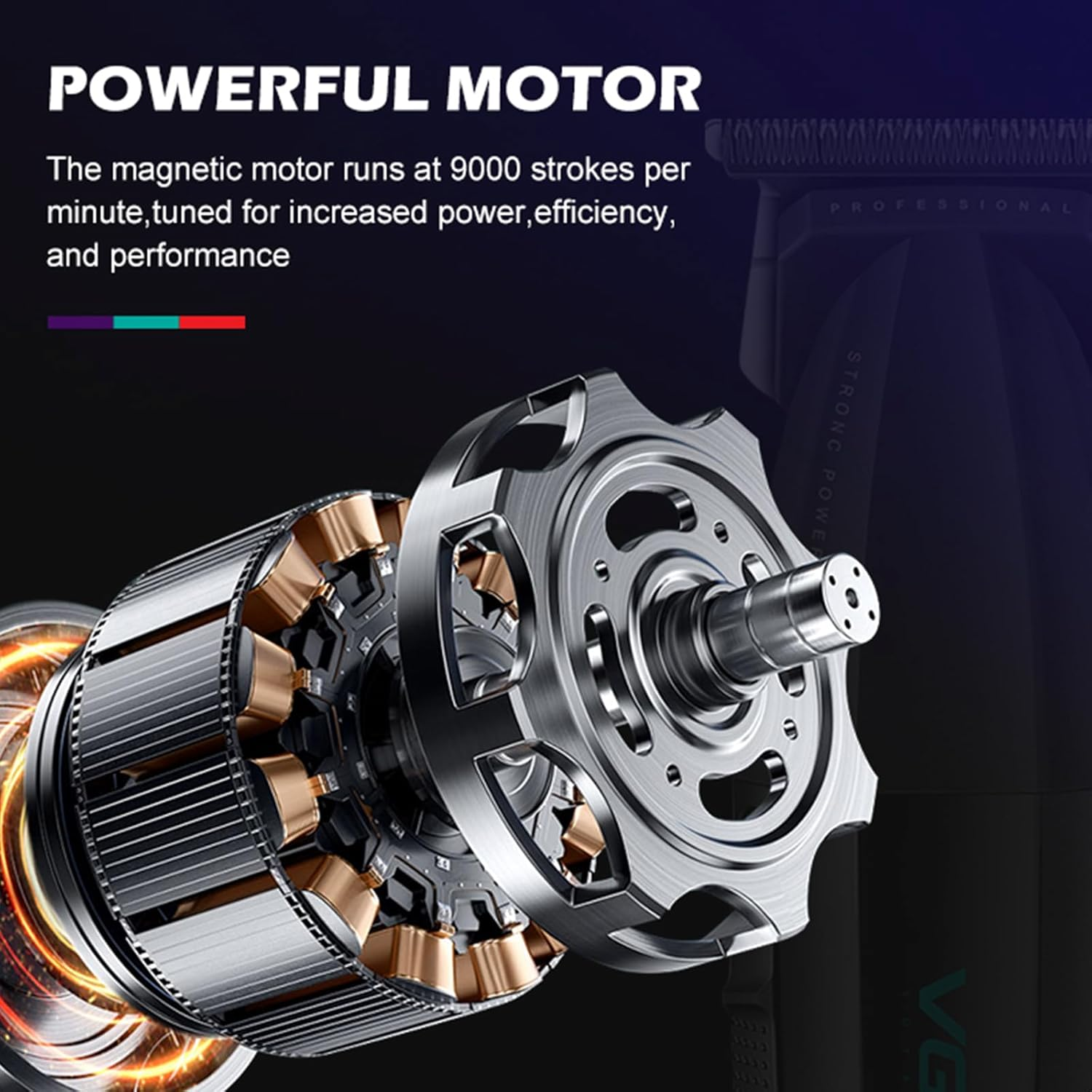 VGR 906 Fresh Fade Professional Hair Trimmer, 9000Rpm, Zero Gapped Beard Trimmer for Men, DLC T-Blade Wireless Hair Clipper/Trimmer for Barbers and USB Rechargeable, Gold image number 3