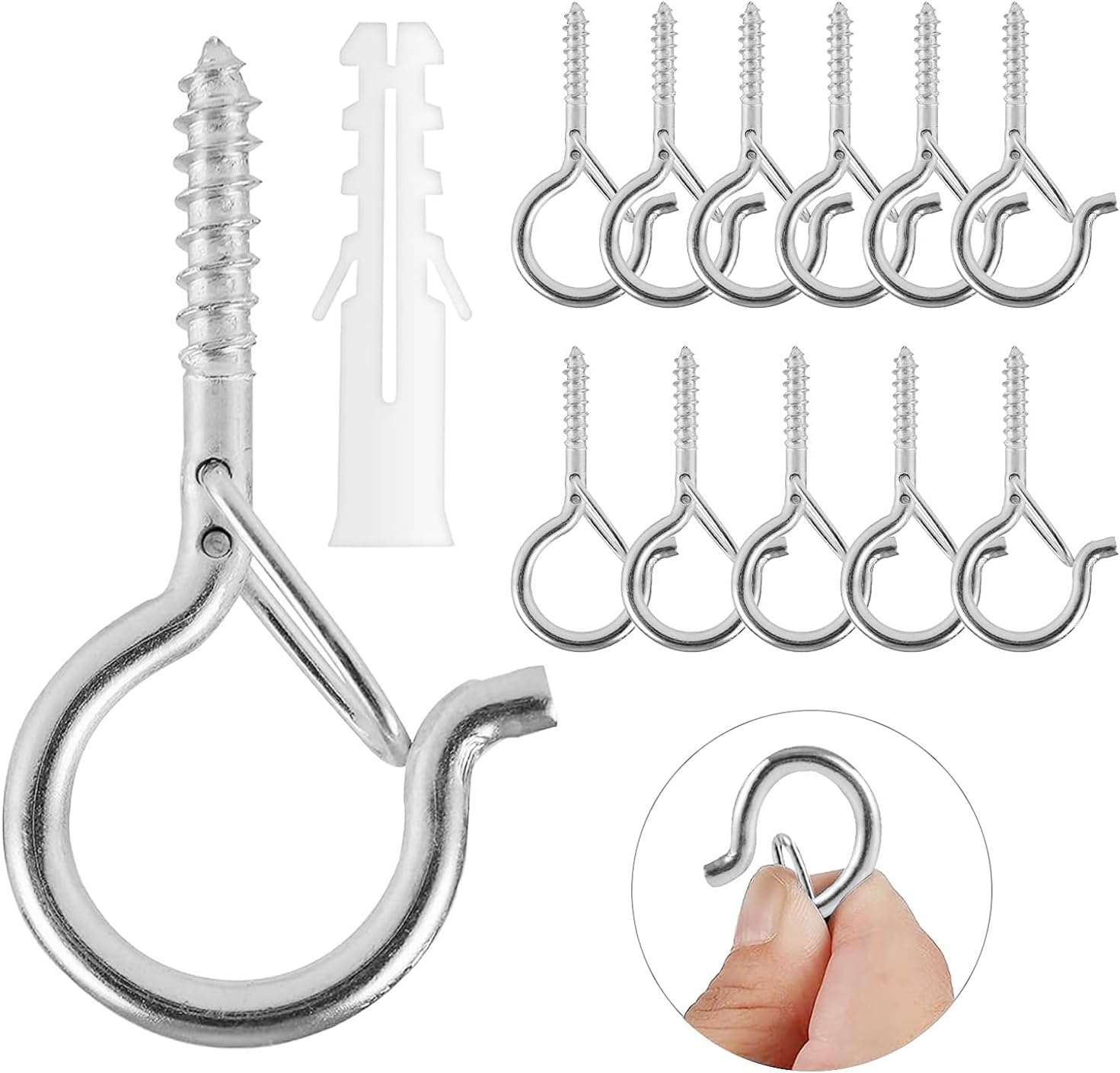 Esteopt Screw-In Hooks, Q-Hanger Hooks, Screw Hooks for Outdoor String Lights Plants, Birdcage, Feeders, Christmas Decor, Mounted on Ceiling or Wall (Black-8Pcs)