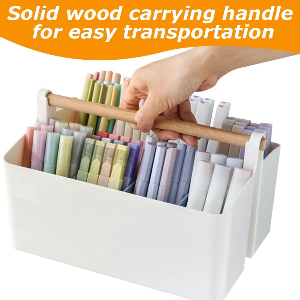 2 Pack Art Caddy Organizer,Large Pen Holder,Pen Storage Box with Handle,Classroom Art Organizers,Diy Divided Basket,For Makeup Art Supplies, Sewing, Colored Pencils image number 2