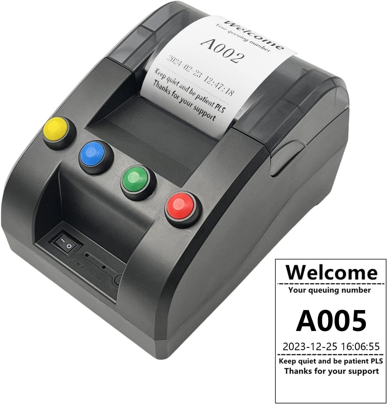 KOQICALL Take a Number Printer Ticket Thermal Printer with 57Mm Receipt Ticket Roll Show Different Department Name and Queue Number for Clinic Restaurant Hospital Bank (TP-4 Way) image number 2