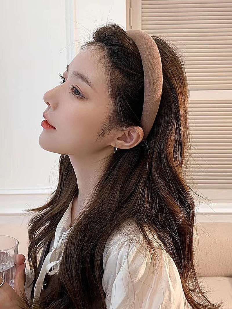 Hair Claw Clips Fashion Korean Style Ladies Retro Elastic Solid Color Sponge Headband Headband Hair Accessories image number 3