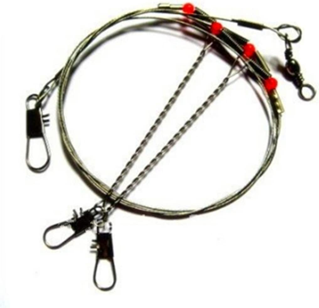 CJESLNA 10 Pcs Fishing Wire Leader Trace with Snap & Beads & 2 Arms image number 1