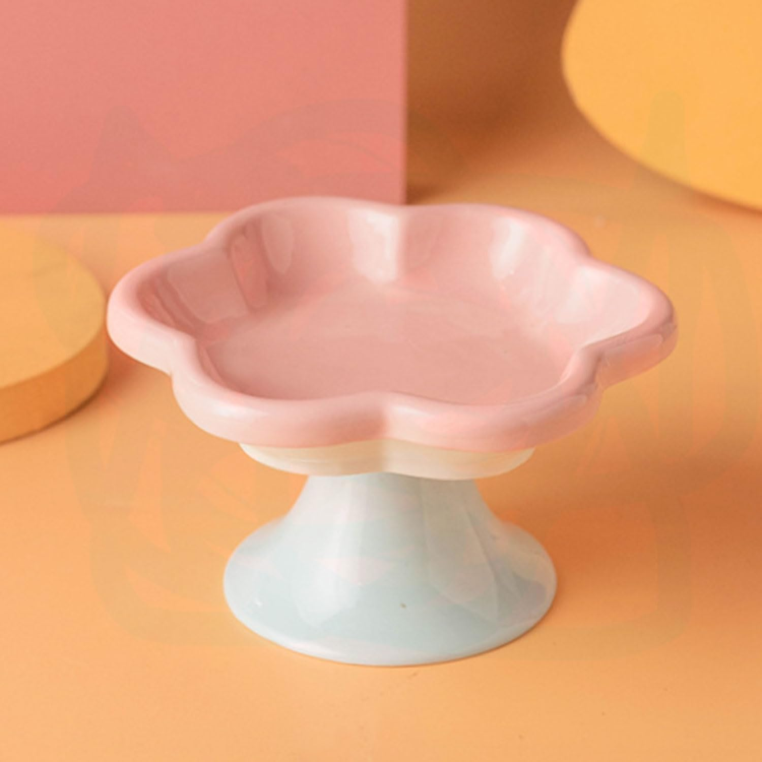 Ceramic Raised Cat Bowls, Pet Feeder Bowl Elevated Pet Feeder for Cats, Medium Puppies & Small Dogs, Pink image number 5