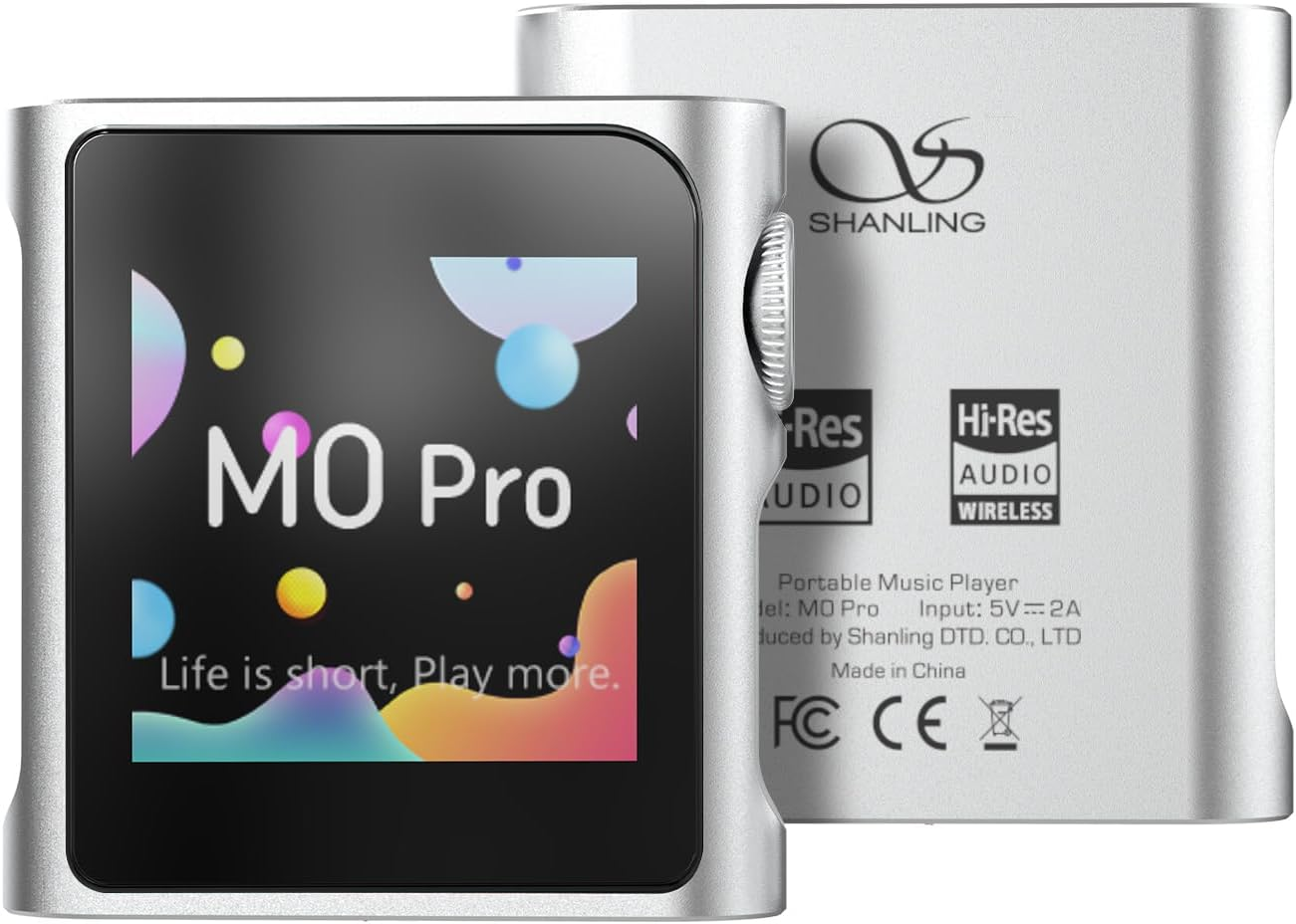 SHANLING M0 Pro MP3 Player，Hi-Res Portable Music Player with Bluetooth，Digital Audio Player 1.54&rdquo; HD Touch Screen up to 15 Hour Battery Bluetooth and USB Type-C Dongle 3.5Mm Jacks（Sliver） image number 2