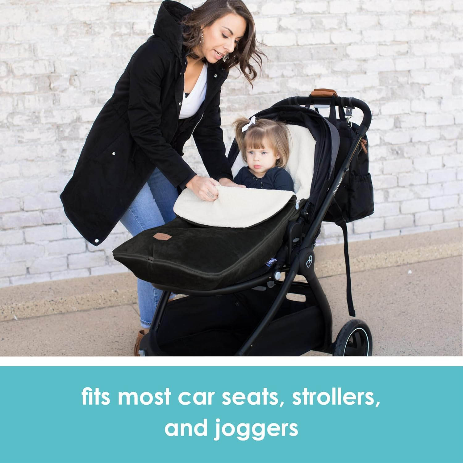 JJ Cole Original Bundleme Canopy Style Bunting Bag, Black image number 5