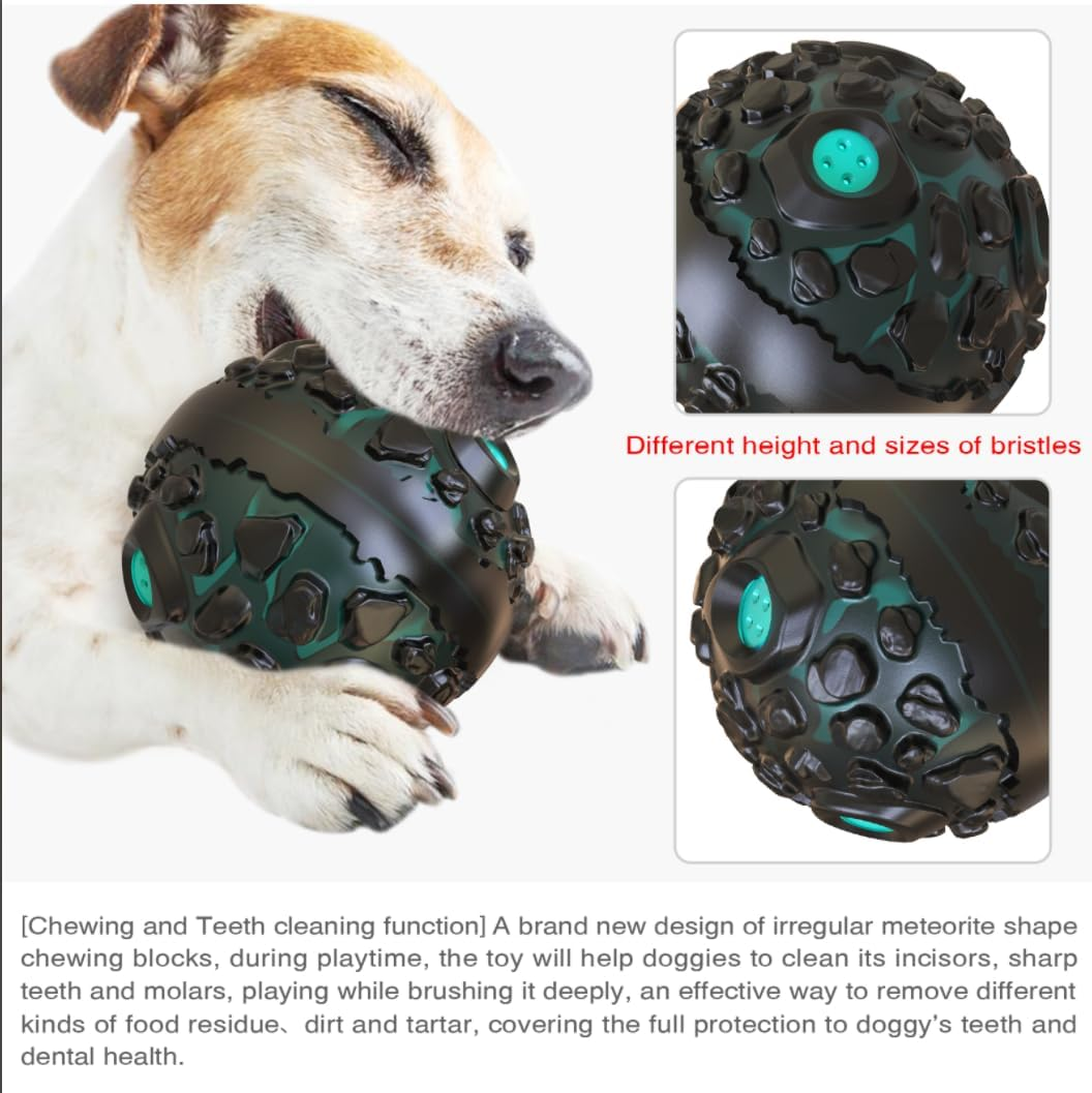 CYBERNOVA Interactive Durable Dog Ball Toys,Dog Chew Ball, Fun Squeaky Sound Ball for Small Medium Large Breeds (Black+ Lake Blue) - Black+ Lake Blue image number 6