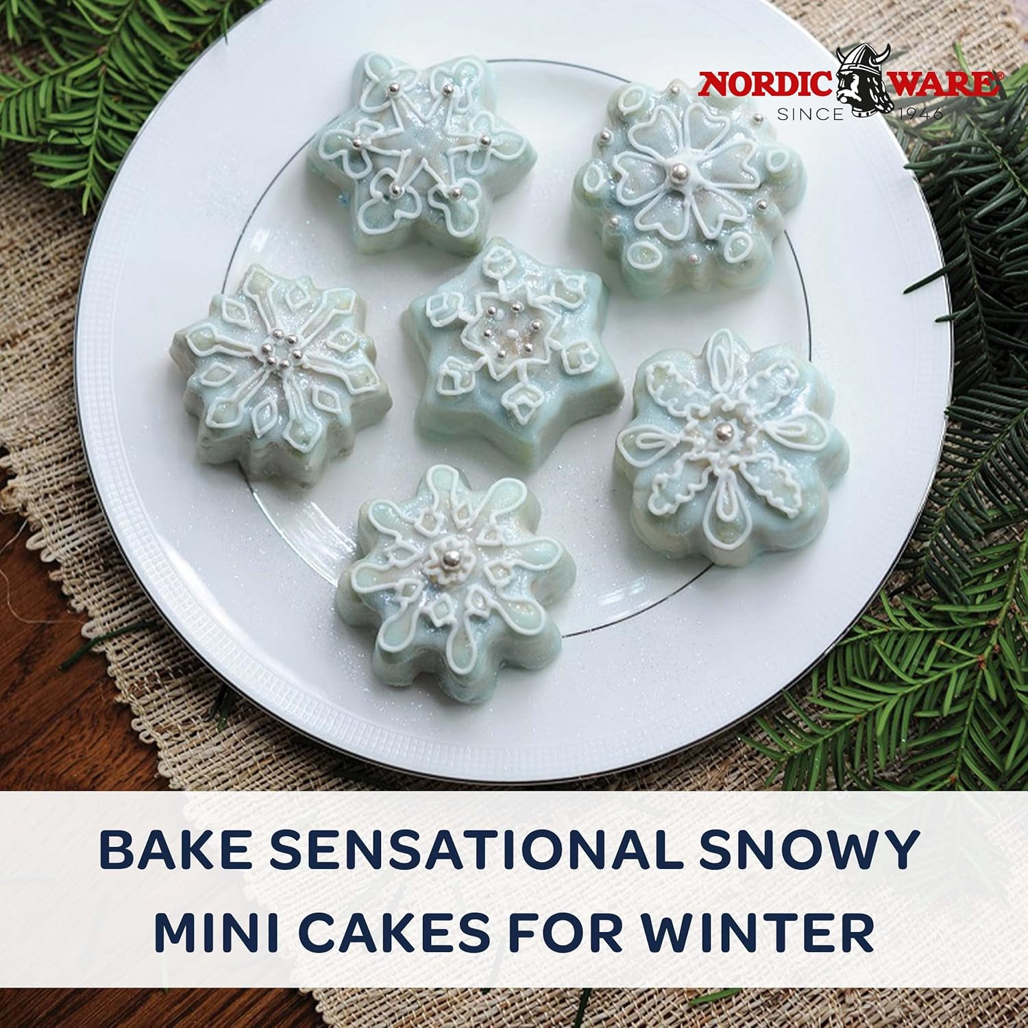 Nordic Ware Frozen Snowflake Cakelet Pan, Metallic image number 1