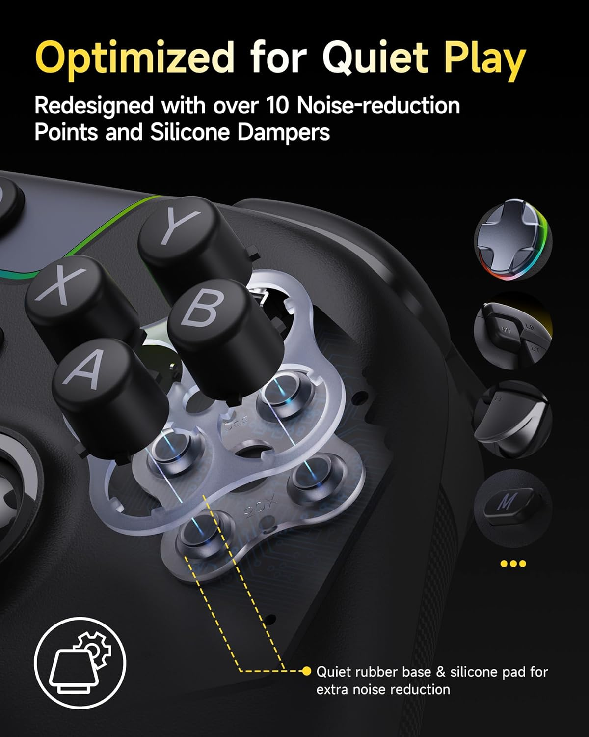 Easysmx X05PRO Wireless PC Controller &ndash; Quiet-Press Buttons, 2-Stage Impulse Triggers, 2 Programmable Buttons, Hall Joysticks, 1000Mah Battery, 1000Hz Polling Gaming Controller for Pc/Switch/Android image number 3