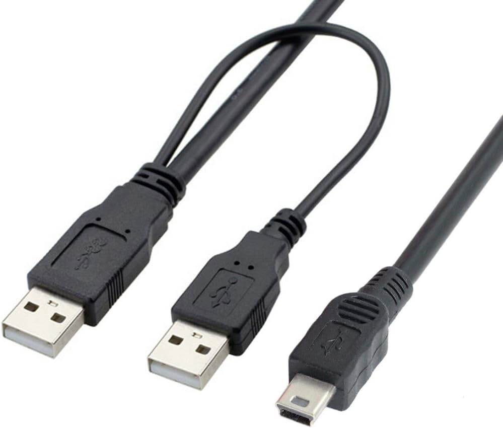CY USB 2.0 Type a Female to Dual Type a Male Extra Power Data Y Cable for 2.5" Hard Disk