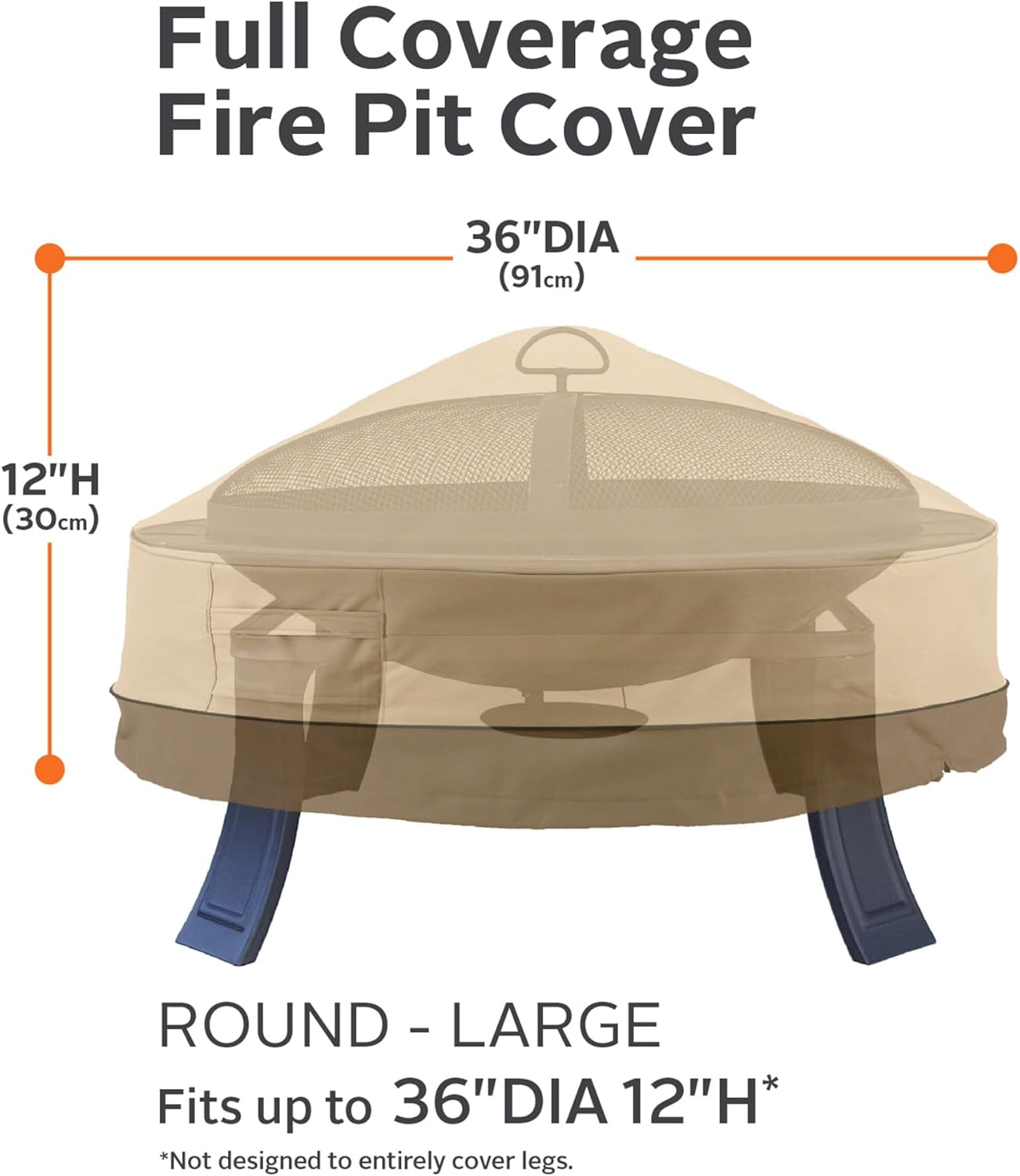 Classic Accessories Veranda Full Coverage Fire Pit Cover Pebble/Large/Round, Patio Furniture Covers image number 2