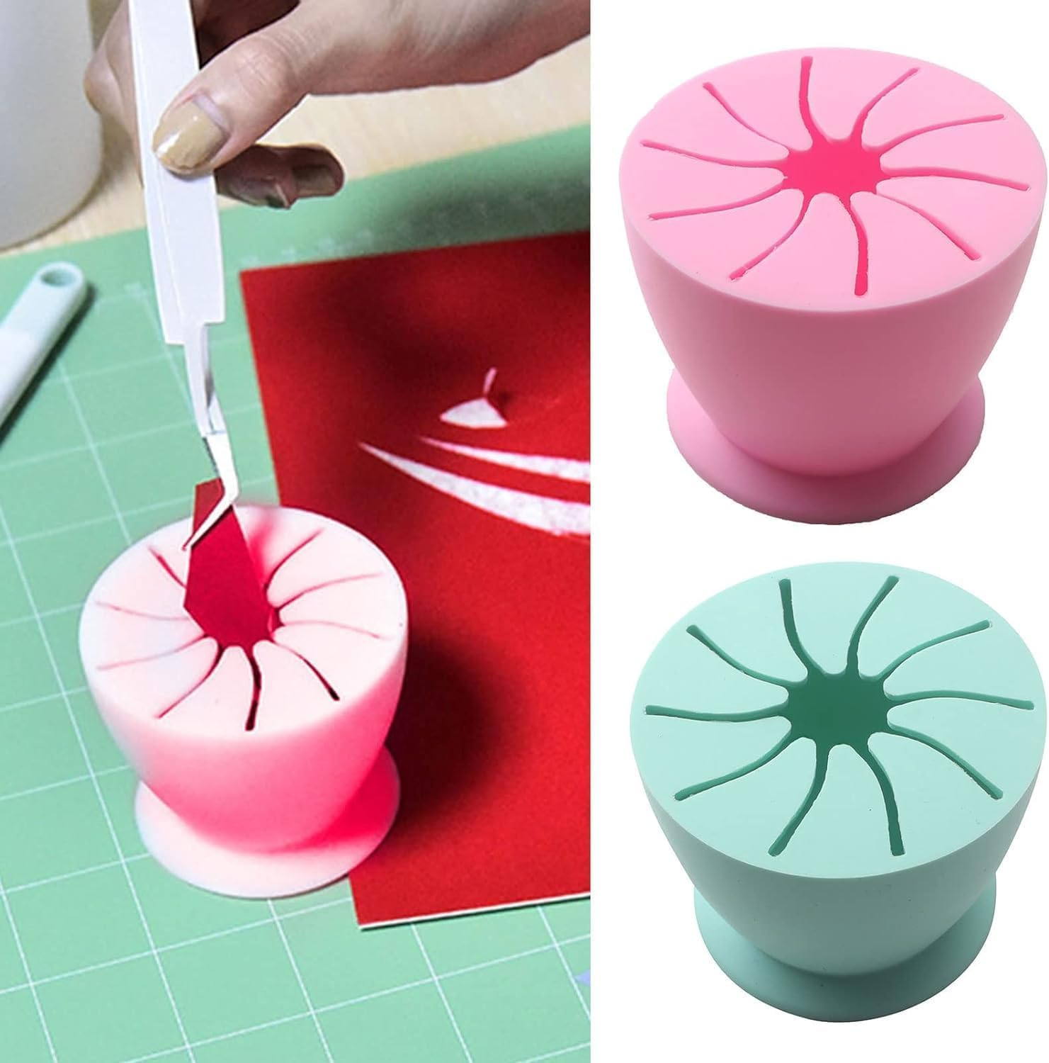 Green Weeding Scrap Collector- Desktop Garbage Collector -Suctioned Soft Silicone Crafts Weeding Tools- Scrap Holder Box Home Supplies Vinyl Box Tool image number 1