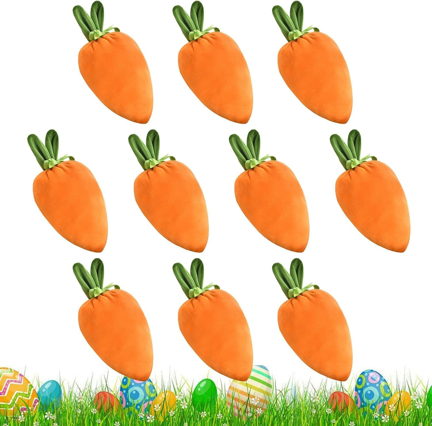 Easter Candy Treat Bags, Velvet Rabbit Ear Bags, Carrot Gift Bags for Spring, Easter Basket Stuffers Bags, Carrot Candy Bags 14X20Cm/5.51X7.87 Inches for Party, Holiday Treat Storage Bags image number 6