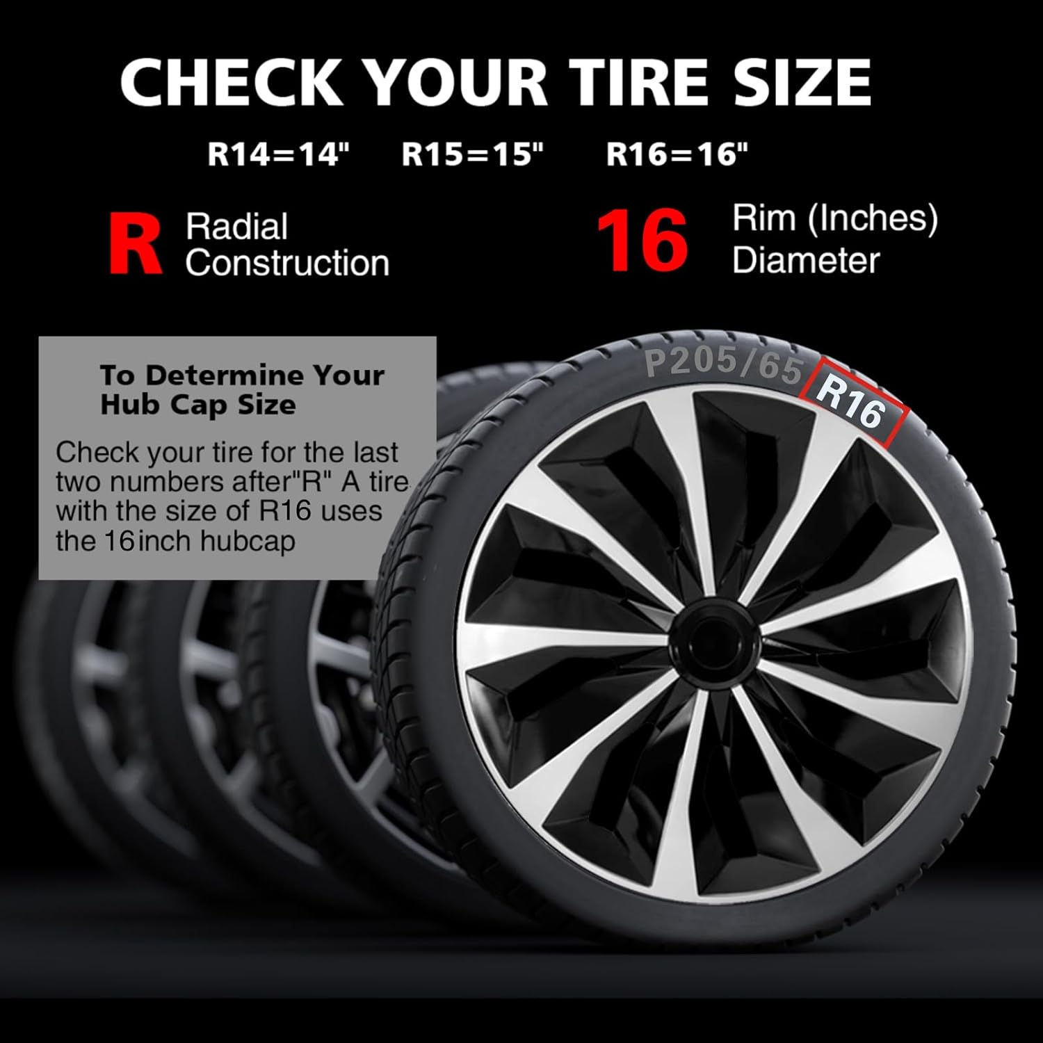 YOLOCKEY 4-Pack Silver Hubcap Wheel Cover Replacement 16Inch Hub Caps Universal Wheel Rim Cover ABS Material Exterior Accessories for Car Trunk SUV image number 1