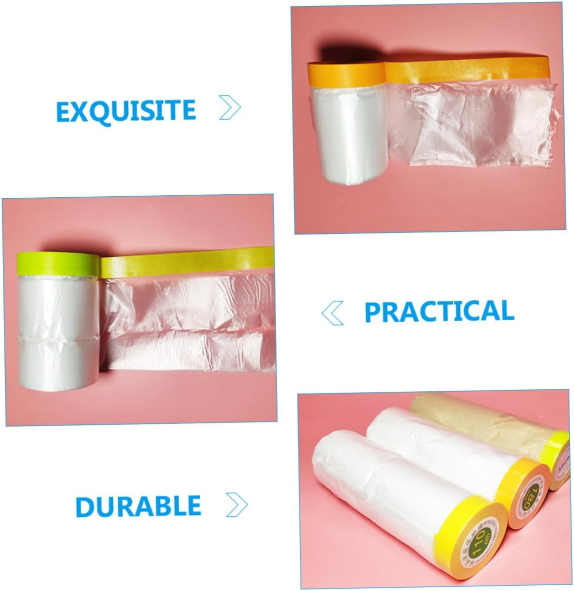 HOMSFOU 6 Rolls Masking Paper Protective Film 55Cm-1.5M X 25M Weak Adhesive Dustproof Masking Film for Automotive Painting and Furniture Renovation
