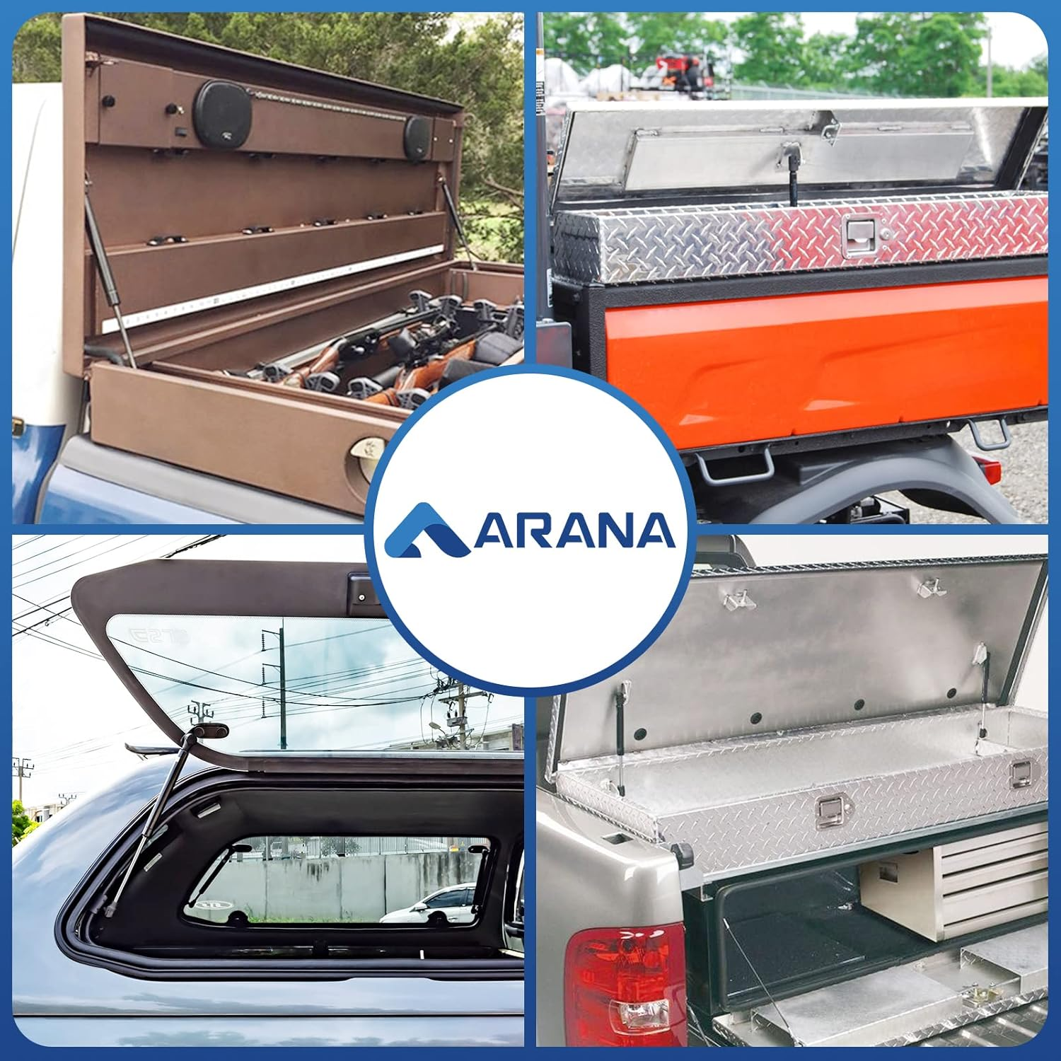 2Pc Set 24LB per Shock Lift Support Kit for Truck Cap RV Bed Tool Box Cabinet 12" 14" 15" image number 3