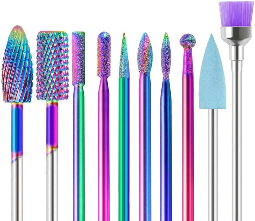 Katutude Nail Drill Bits Set, 10 Pcs 3/32 Inches Tungsten Carbide Nail Drill Bits for Acrylic Nails Gel Nails Removing/Professional Cuticle Polishing Bits Manicure Pedicure Nail Drill Tool image number 5