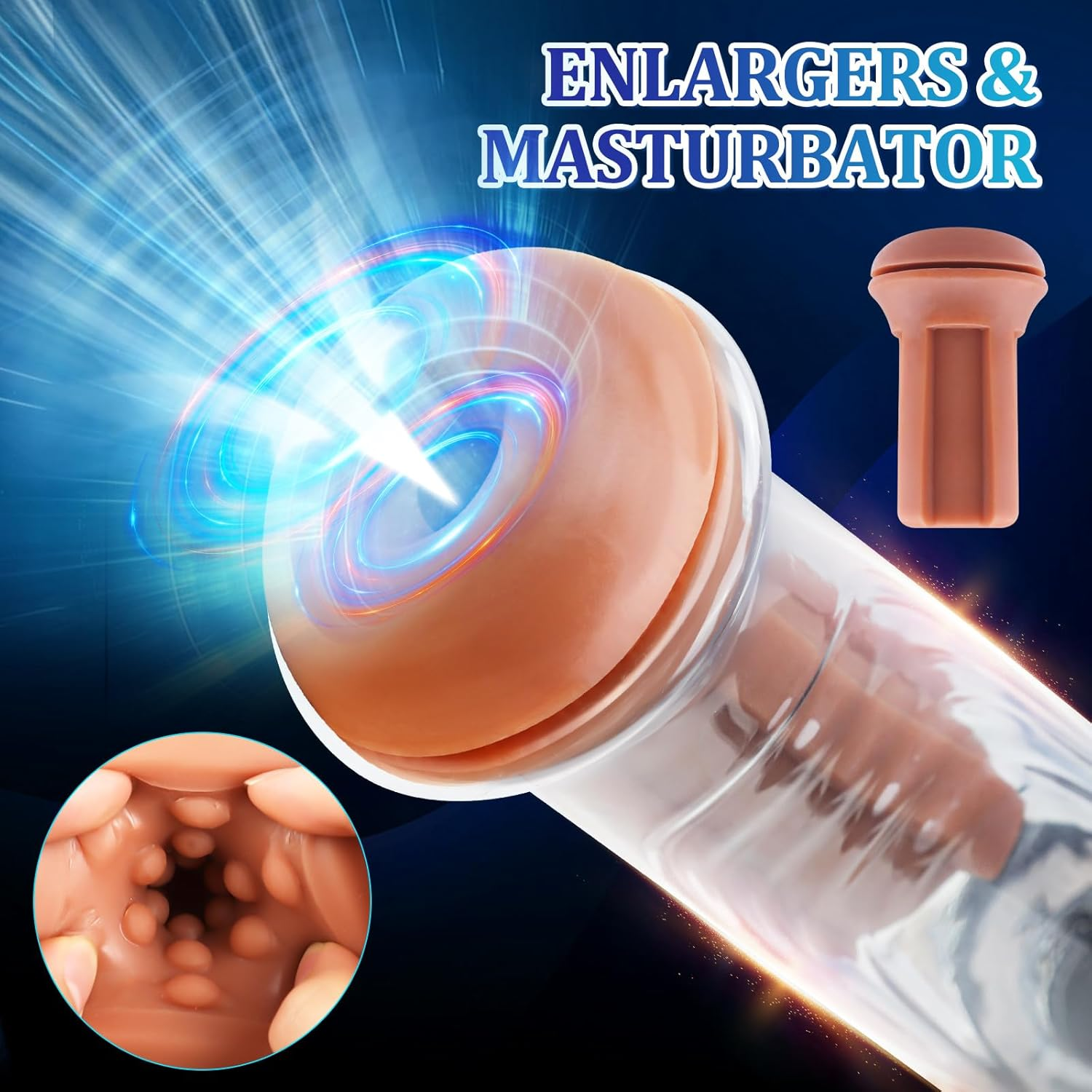 Automatic Penis Enlargement Pump for Men Erection with 3 Intensities, Male Adult Sex Toys Vacuum Sensuality Pump Penis Enlargers & Enhancer Device with a Vagina Pussy Stroker for Men Masturbation image number 5