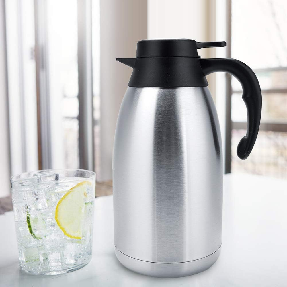 QANYEGN Double Walled Insulated Coffee Server, Vacuum Insulated Coffee Water Pot, Stainless Steel Vacuum Insulated Tea Pot for Keeping Hot Coffee Tea Home and Office (2L) image number 1