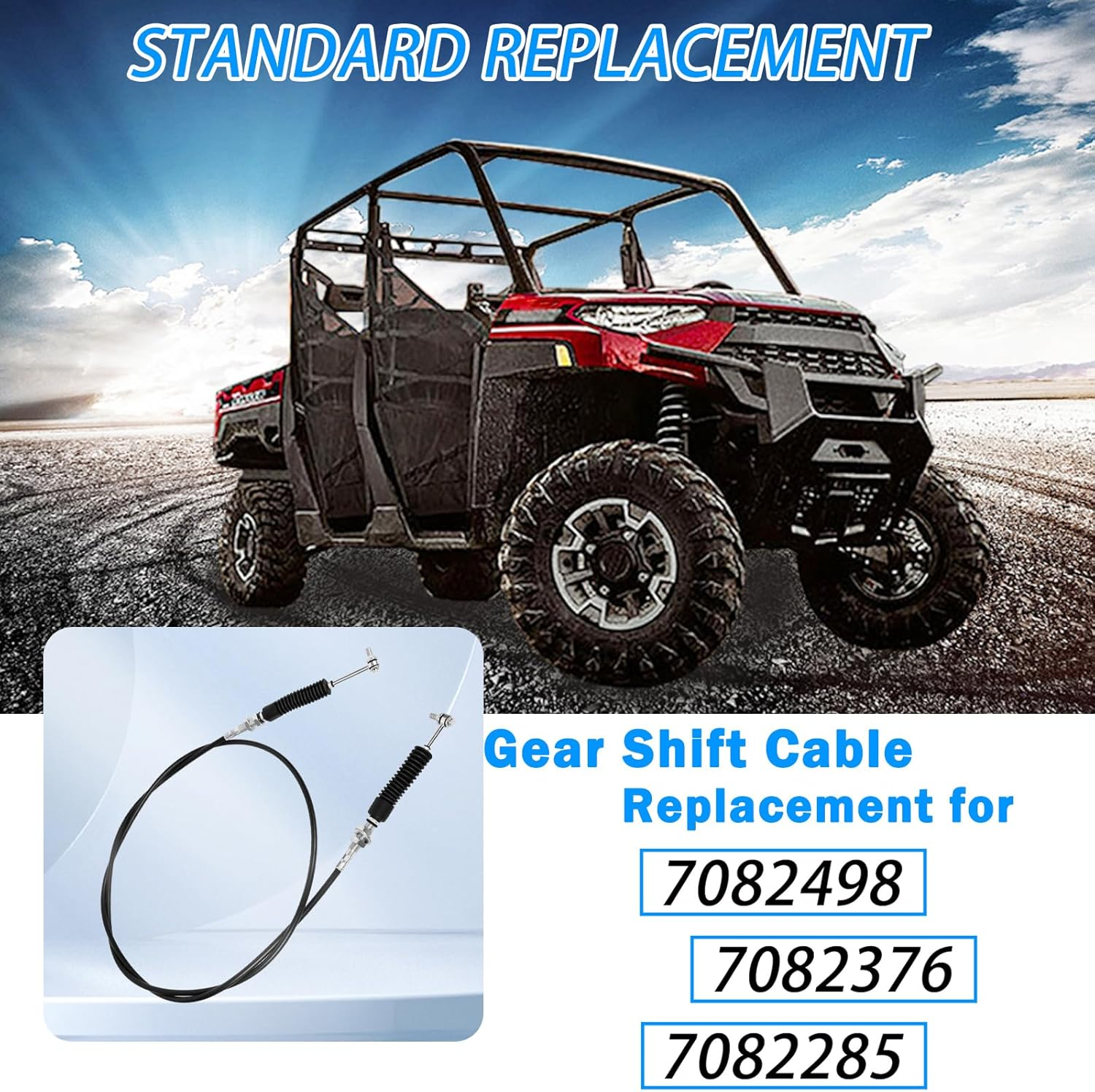 7082498 Shifter Cable Replacement for Polaris Ranger XP 1000 2019 2020 2021 2022 2023, 7082376 7082285 Gear Shift Cable Compatible with 2020 2021 2022 2023 Polaris Ranger 1000 image number 4
