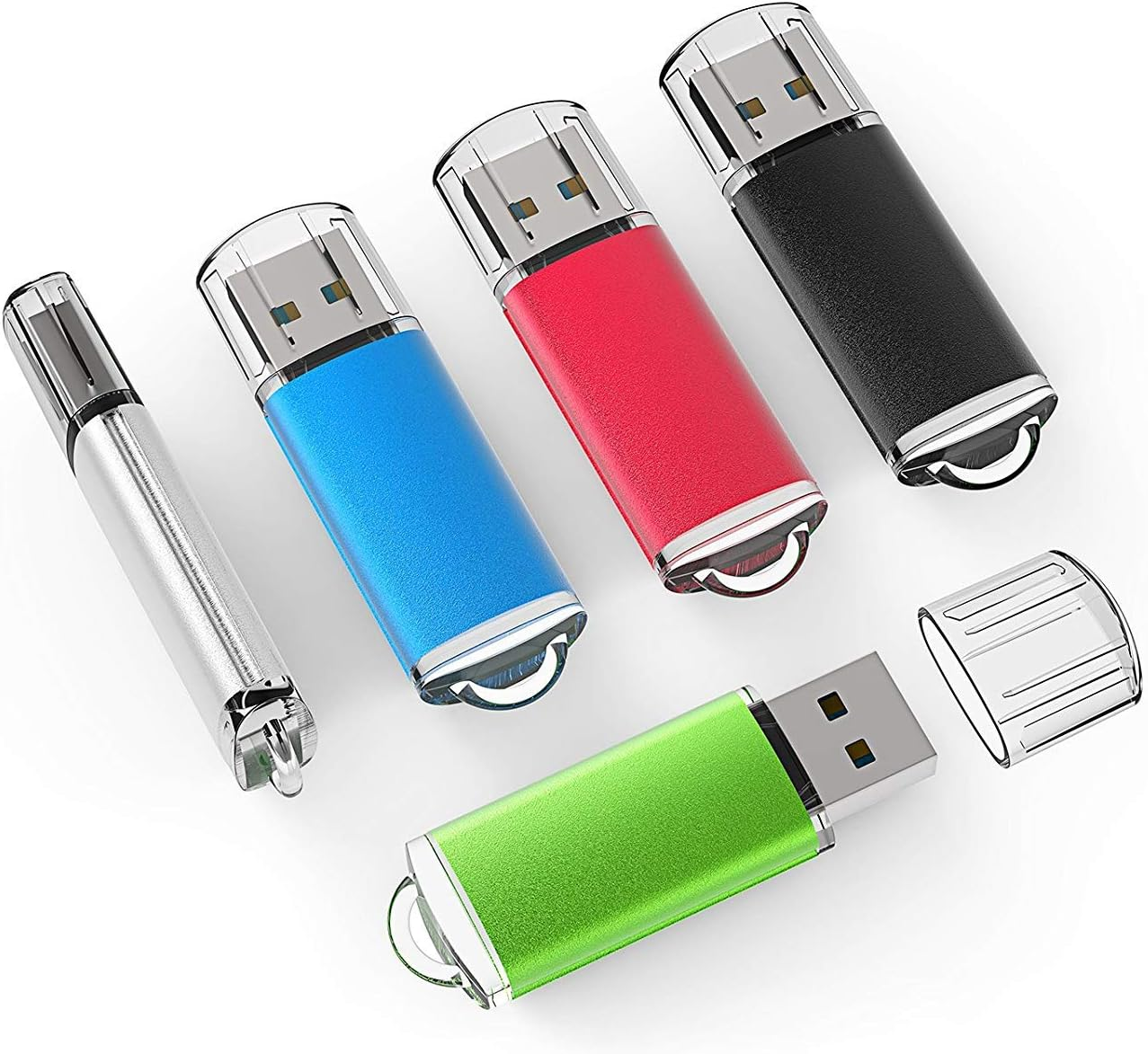 Wholesale/Bulk - (5X,10X) (16MB-64GB) Metal USB Flash Memory Stick Pen Drive Storage Thumb Fold U Disk (5 Pack - 32GB)