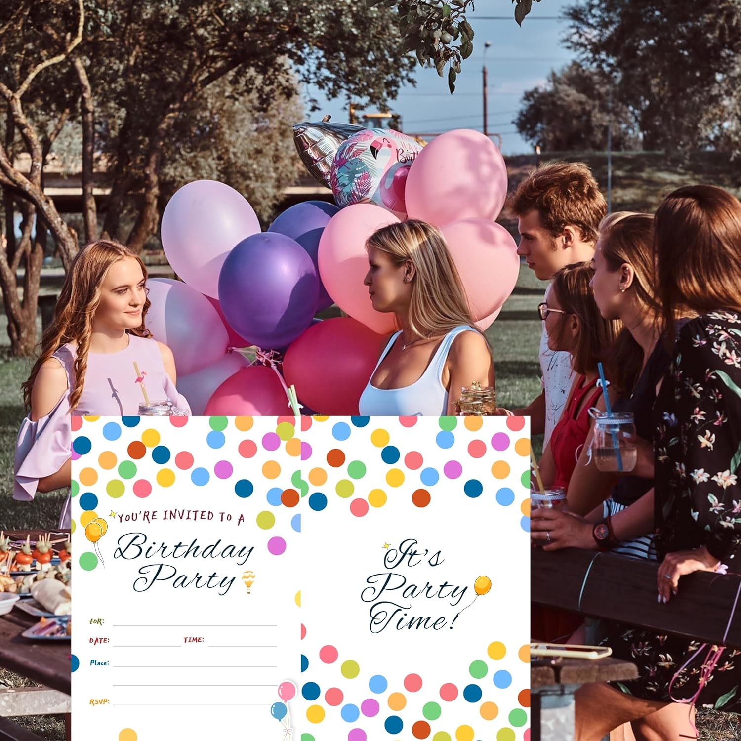 32 Birthday Invitation Party Cards,Uniquely Designed Birthday Cards for Children,Men, Women and Kids (Polka Dots)