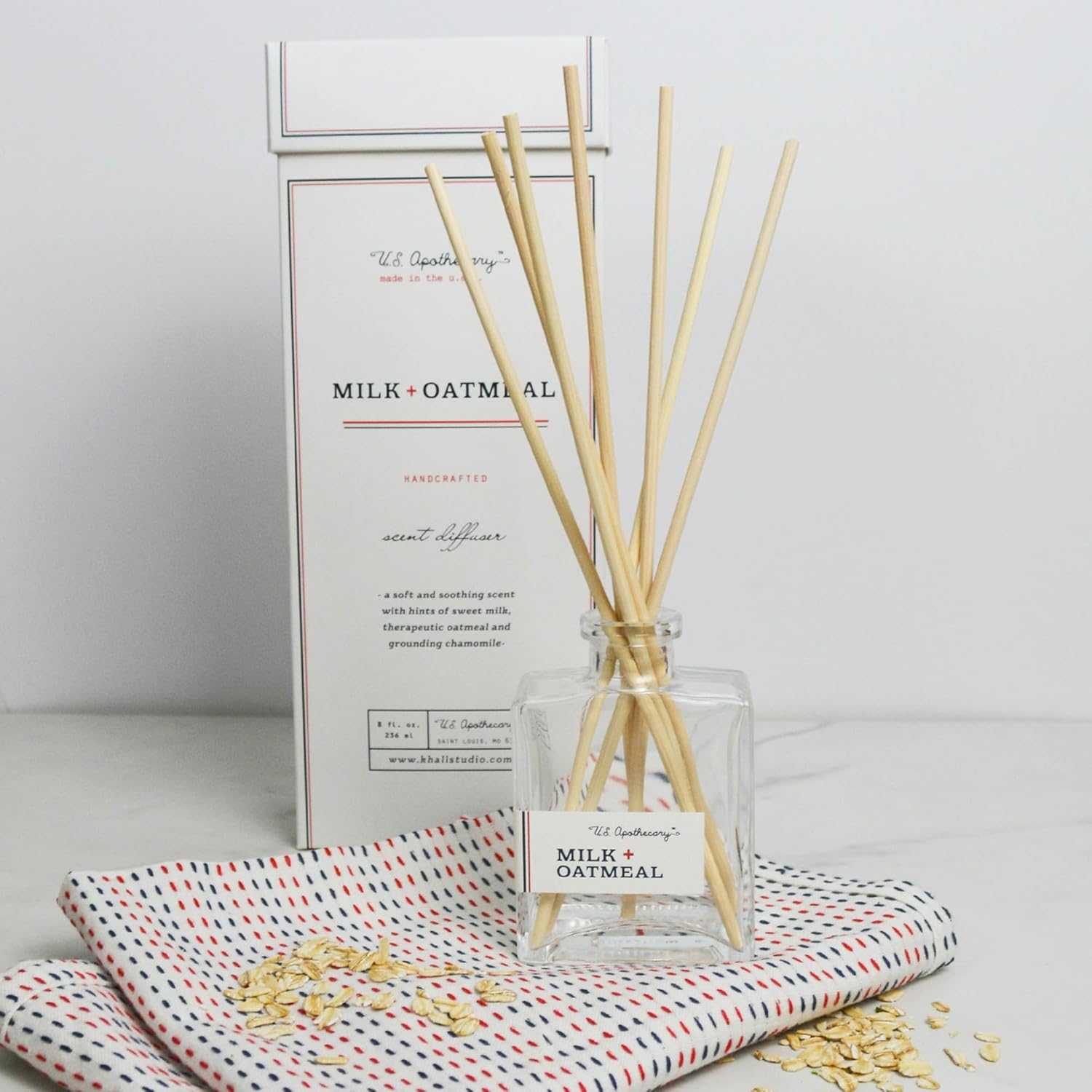 Milk & Oatmeal Scented Diffuser Kit, Creamy-Sweet Scent with Oatmeal Extract, Diffuser Sets for Home, All-Natural Fragrance for Women & Men, 8 Fl Oz image number 6