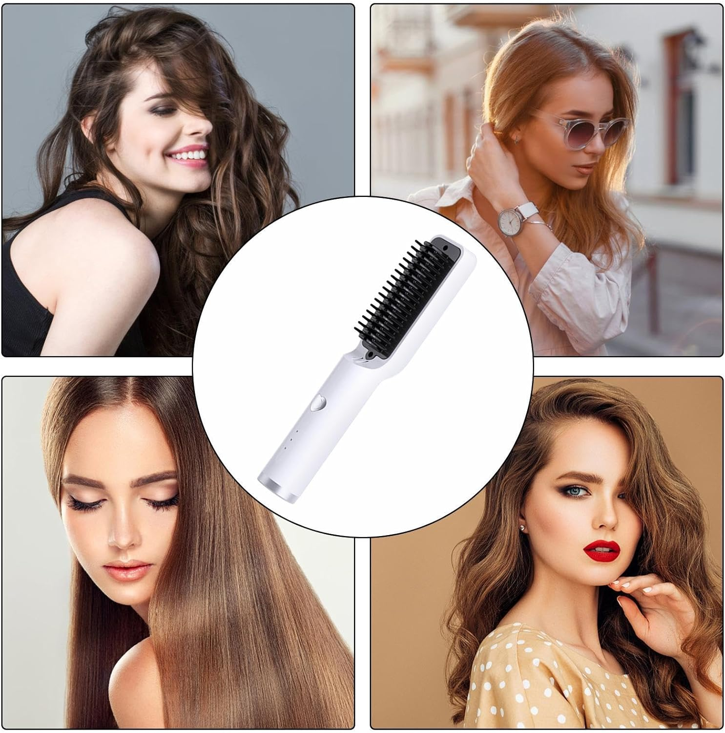 Hair Straightener Brush - 2600Mah USB Charging Straightening Comb | 3 Gears Wireless Small Hair Straightener, Duals-Use Styling Comb, Portable Hair Straightener, Heated Hair Straightening Brush image number 2