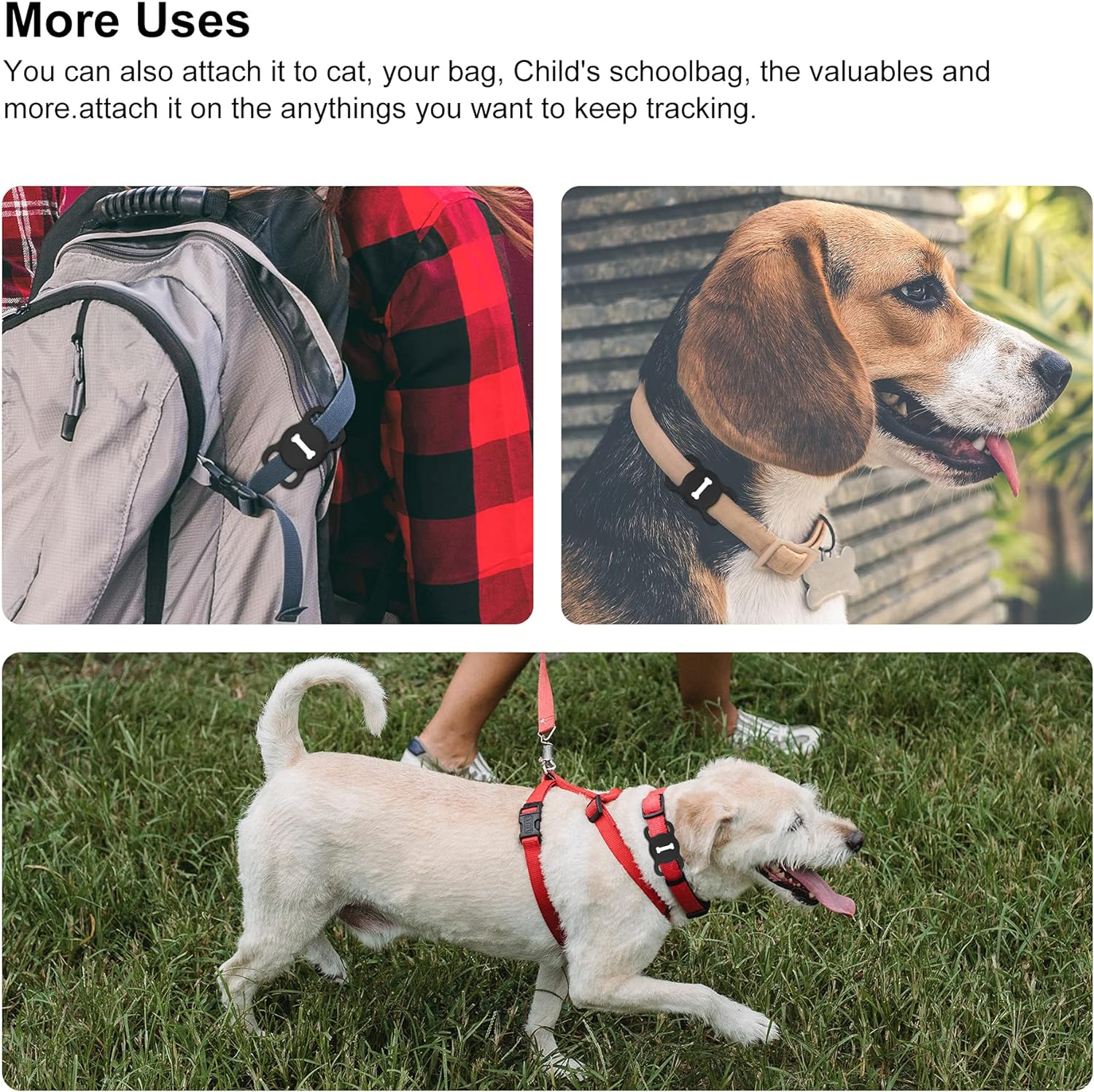 For Airtag Dog Collar Holder, DLENP Silicone GPS Tracking Accessories Protective Cat Collar with Bone Pattern (1 Pack(Black)) - Blue image number 5