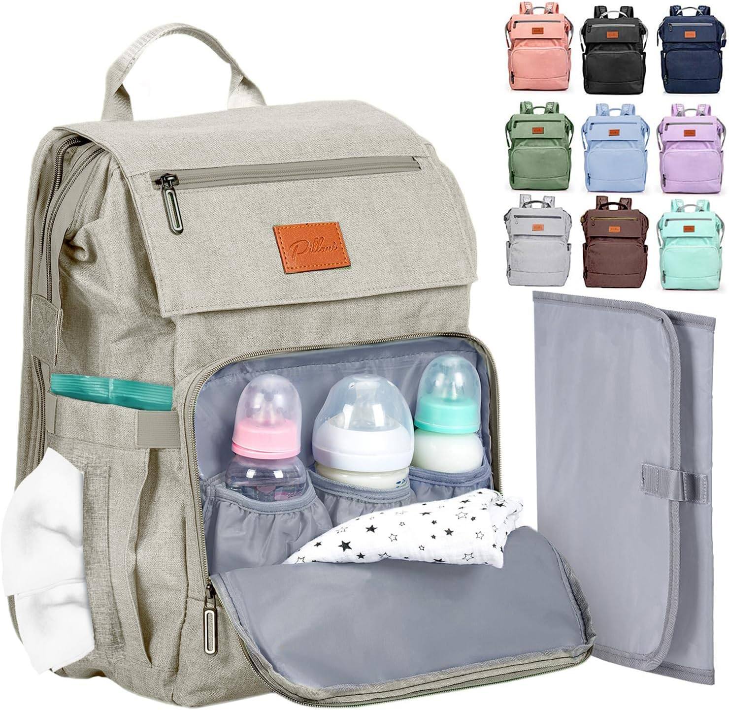 PILLANI Baby Diaper Bag Backpack - Baby Bag for Boys & Girls, Diaper Backpack Baby Registry Search, Newborn Essentials