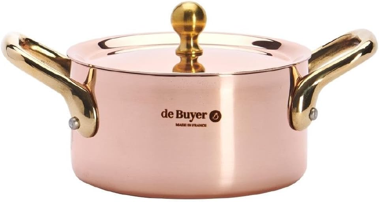 DE BUYER Copper/Stainless Steel Mini Stewing Pot with Lid, 10 Cm, Brown image number 4