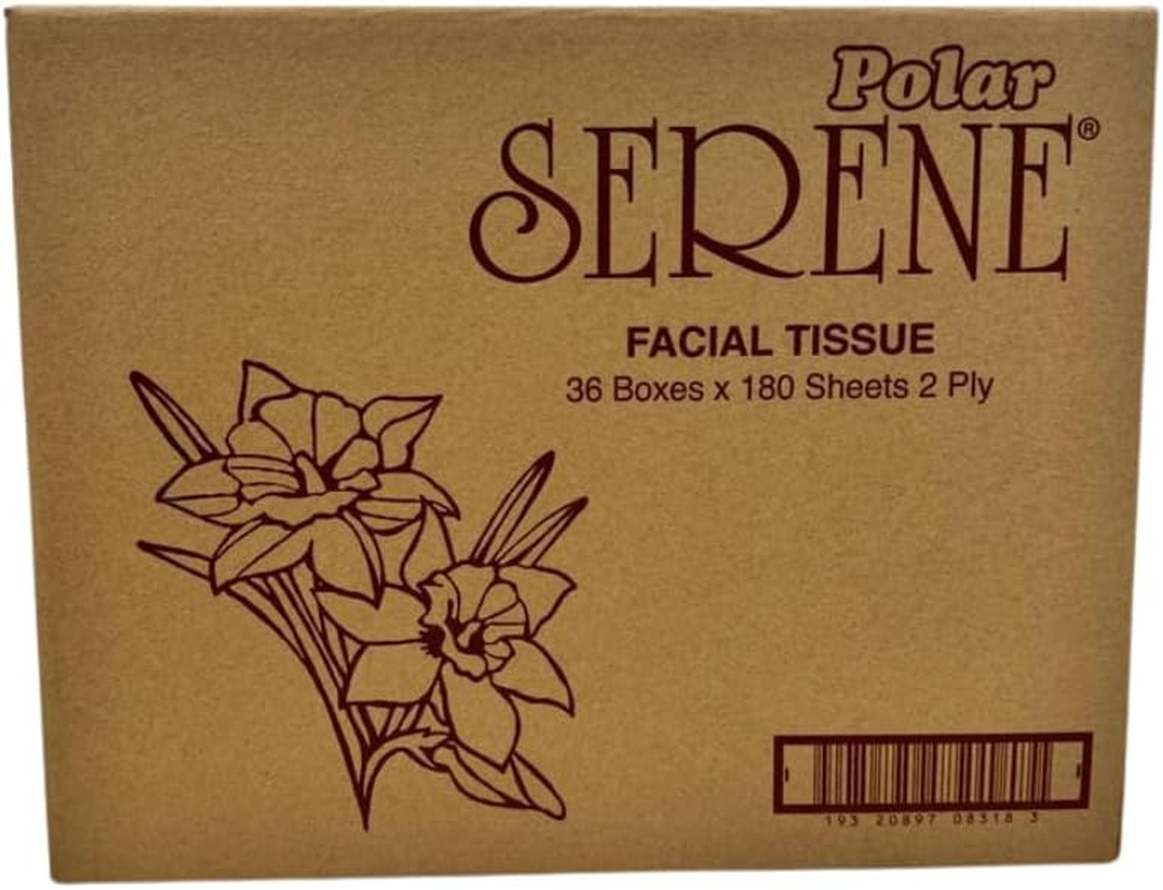 Polar Serene 2-Ply Deluxe Extra Soft Facial Tissues, 180 Sheets (Pack of 36) image number 4
