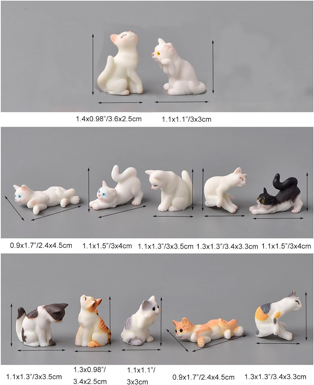 Pinenjoy 12Pcs Realistic Miniature Cat Figurines Mini Kitty Characters Figures Cute Resin Cake Topper for DIY Easter Eggs Christmas Birthday Gift School Project Landscape Bonsai Craft Decor image number 4