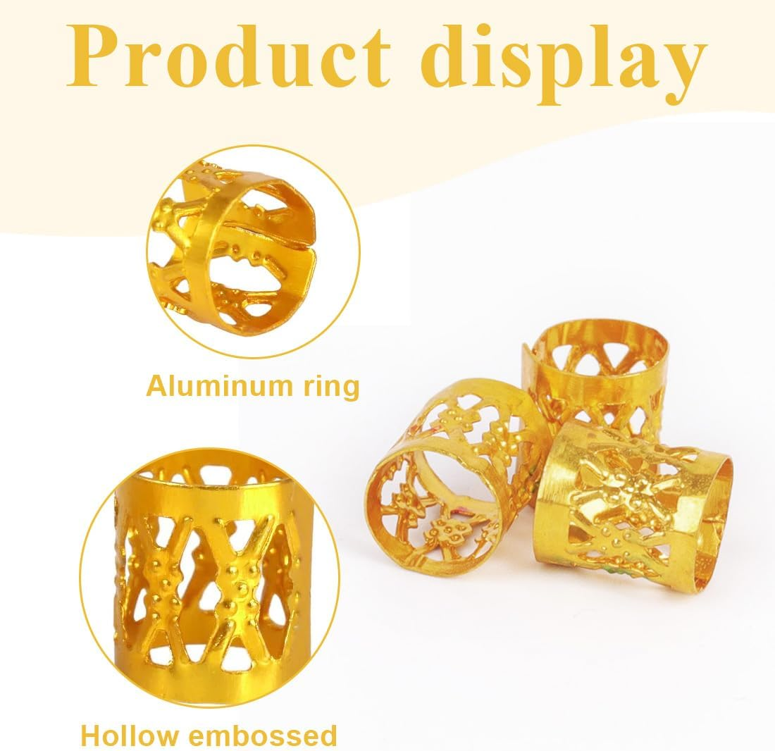 XUKZIMA 120 Pieces Dreadlocks Jewellery Adjustable Metal Cuffs Hair Spiral Clips Dreadlocks Beads Braiding Hair Jewellery for Men and Women Gold image number 4