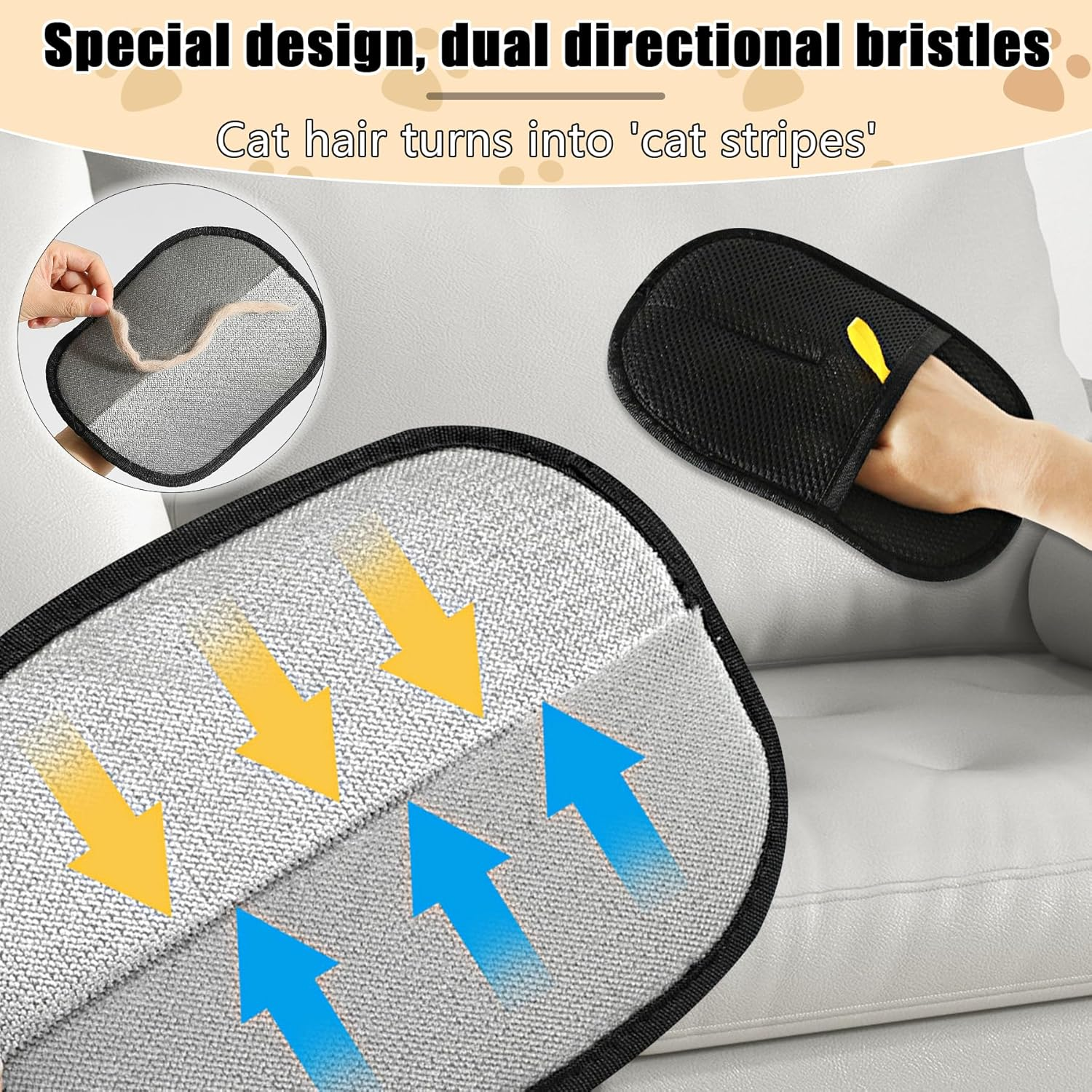 Oiuyamn Pets Double-Sided Pet Grooming Gloves,Pet Grooming Gloves,Dog Grooming Gloves, Grooming Gloves for Pets,Pet Hair Remover Gloves,Pet Fur Cleaning Gloves image number 5