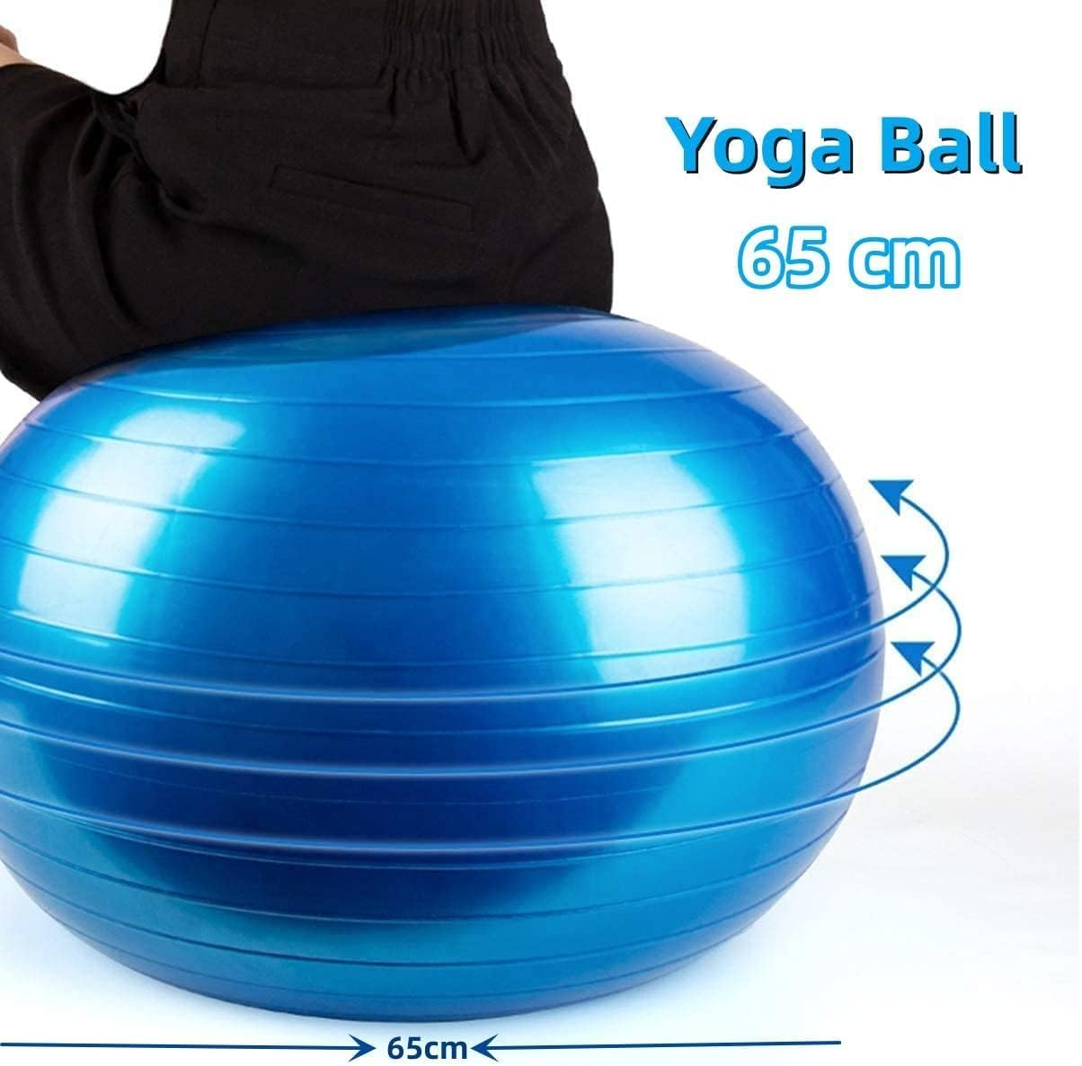 Exercise Yoga Ball, 65Cm Gym Ball with Air Pump, Anti-Burst and Slip Resistant Sitting Ball, Heavy Duty Large Gymnastics Ball for Core Fitness, Balance, Yoga, Pilates, Training - Grey image number 4