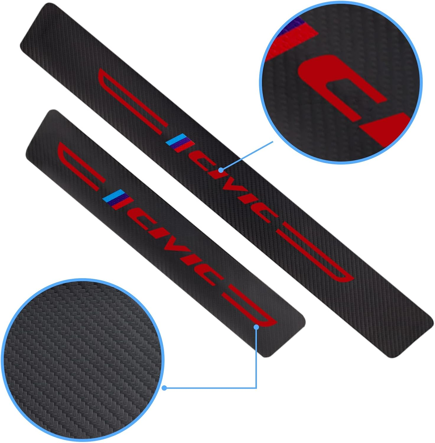 Honda Civic Accessories: Sill Protector and Guard - Compatible, Scuff Plate, Decoration (Red Black)