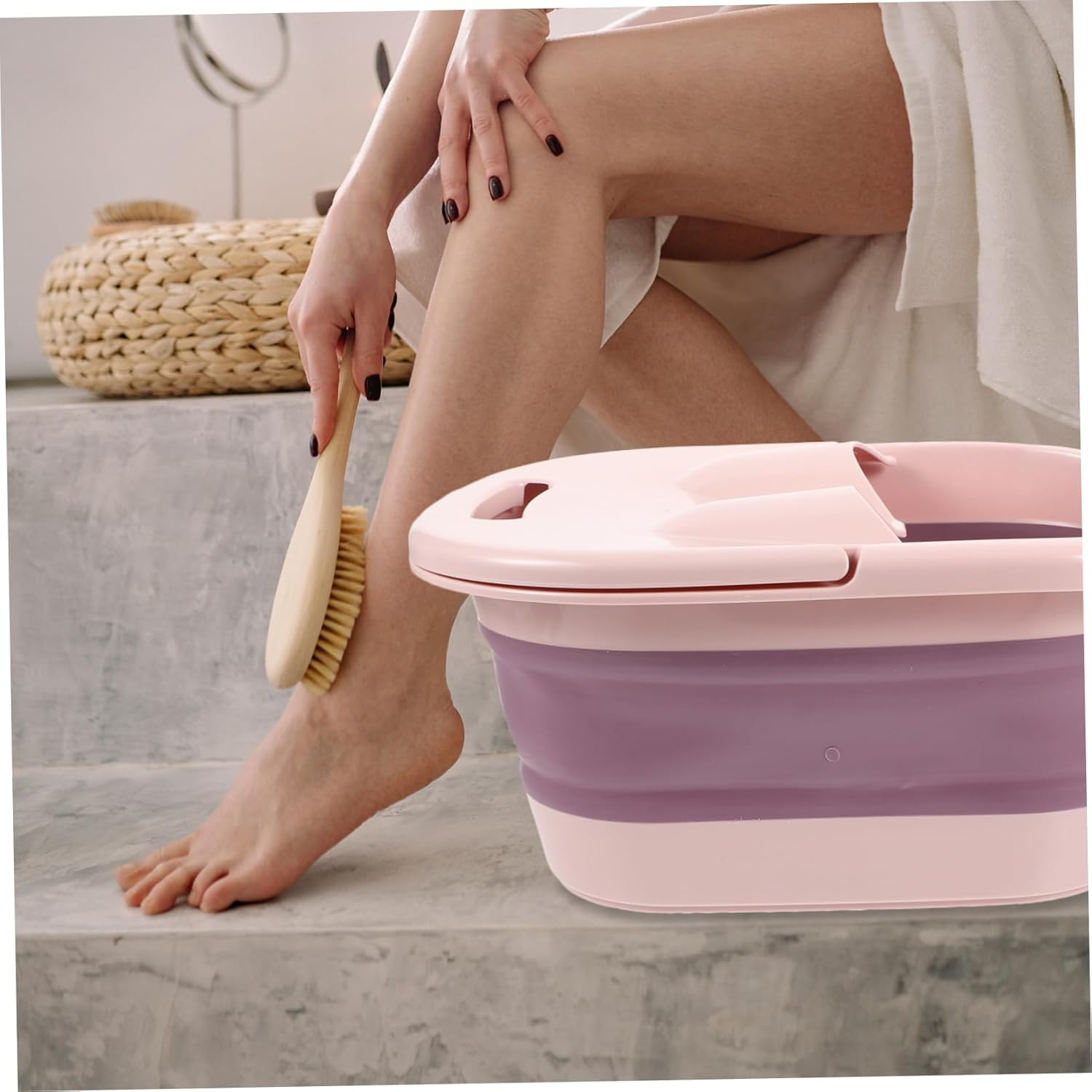 GLEAVI 1Pc Footbath Foot Soak Bucket Folding Foot Bath Basin Kids Bathtub Foot Soak Tub Collapsible Foot Soaker Foot Basin Foot Soak Basin Household Foot Massage Basin Sole of Foot Sink image number 1
