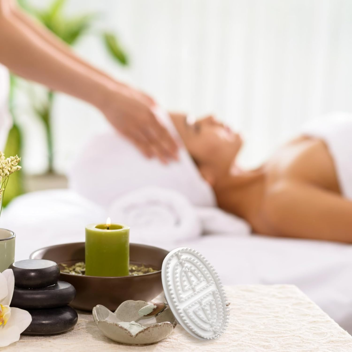 LUHOCIY Pack of 2 Professional Meridian Brush, Meridian Massage Brush, Easy to Clean, for Massage Meridians, Slimming and Body Shaping (White) image number 1