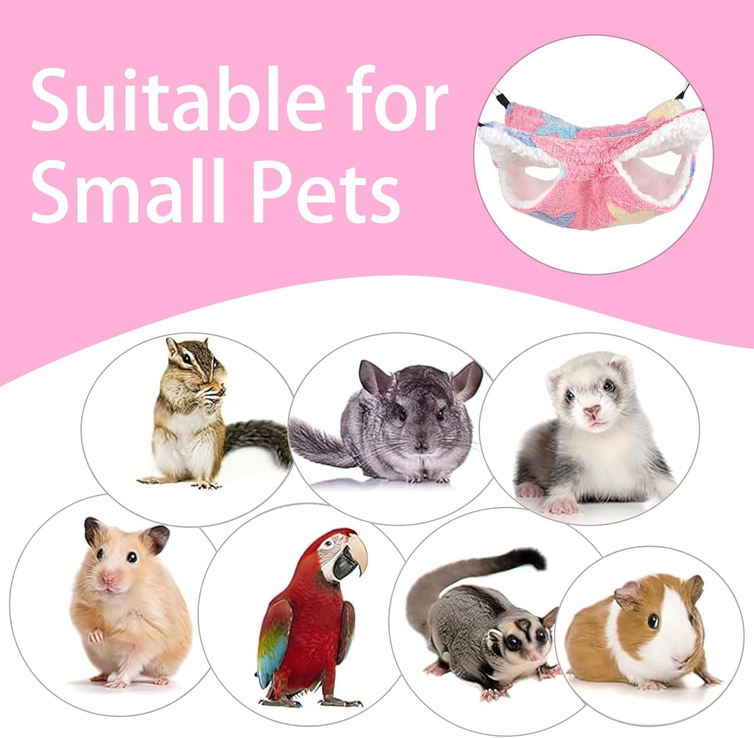 2-Layer Small Pet Cage Hammock, 2 Pack 2-Layer Soft and Fluffy Guinea Pig Hammock, Double-Layer Pet Cage Hammock Bed, Soft Fluffy Hanging Bed for Rats Guinea Pigs Hamsters image number 2