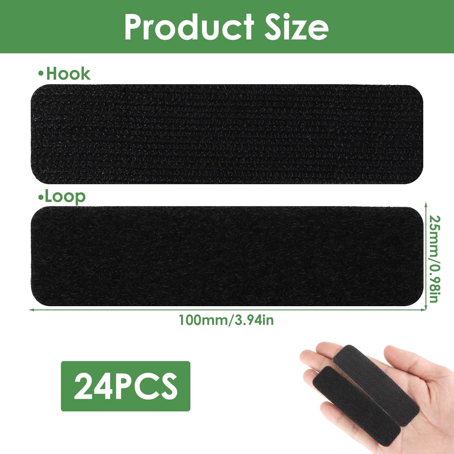 24 Pairs Reusable Strong Velcro Strips with Adhesive Backing, Perfect as Sticky Tape for Furniture Walls Storage Shoe Laces Door Frames, 10 X 2.5Cm Reusable Damage Free Mounting Solution image number 5