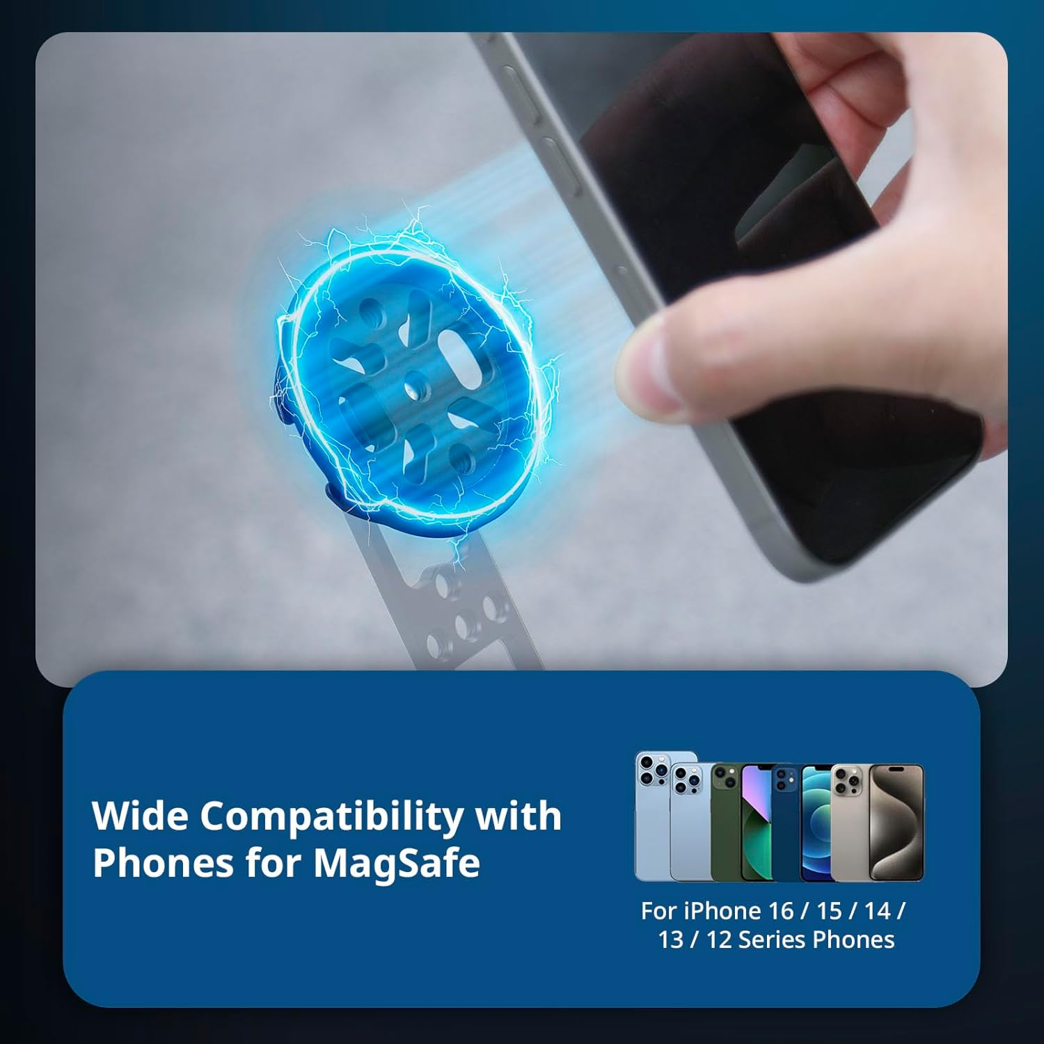 Smallrig Magnetic Phone Mount Plate for Iphone, with Cold Shoe Mount & 1/4"-20 Threaded Hole, for DJI Mic 2, Ball-Head Selfie Sticks, Vlogging, Live Streaming, Smartphone Filming-5155 image number 4