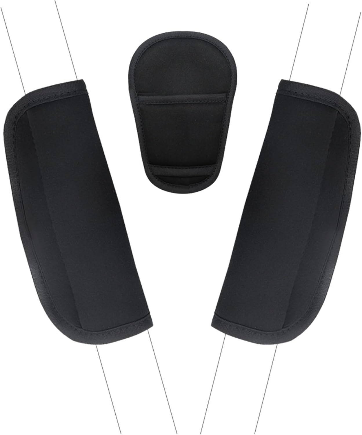 3 Pcs Ling-Luo Black Baby Stroller Seat Belt Strap Covers - Soft Universal Cushion for Newborns Infants Toddlers Kids, Comfortable Pushchair Car Seat Shoulder Strap Protectors image number 1