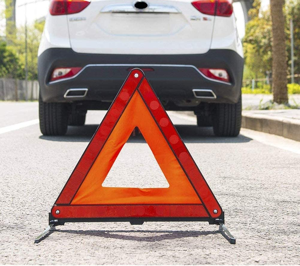 Reflective Triple Triangle Car Warning Sign Roadside Hazard Sign Emergency Breakdown Board, Safety Triangle Warning Kit, Foldable Car Roadside Emergency Kit image number 5