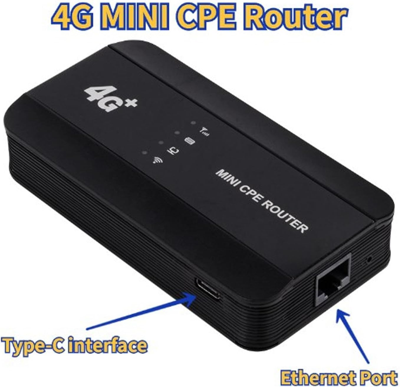 Mini CPE Router, 4G LTE Wifi 6 300Mbps High Speed Gigabit Ethernet Router with RJ45 Port and Sim Card Slot Type C Charging Portable Travel Router Support 10 Users for Indoor image number 4